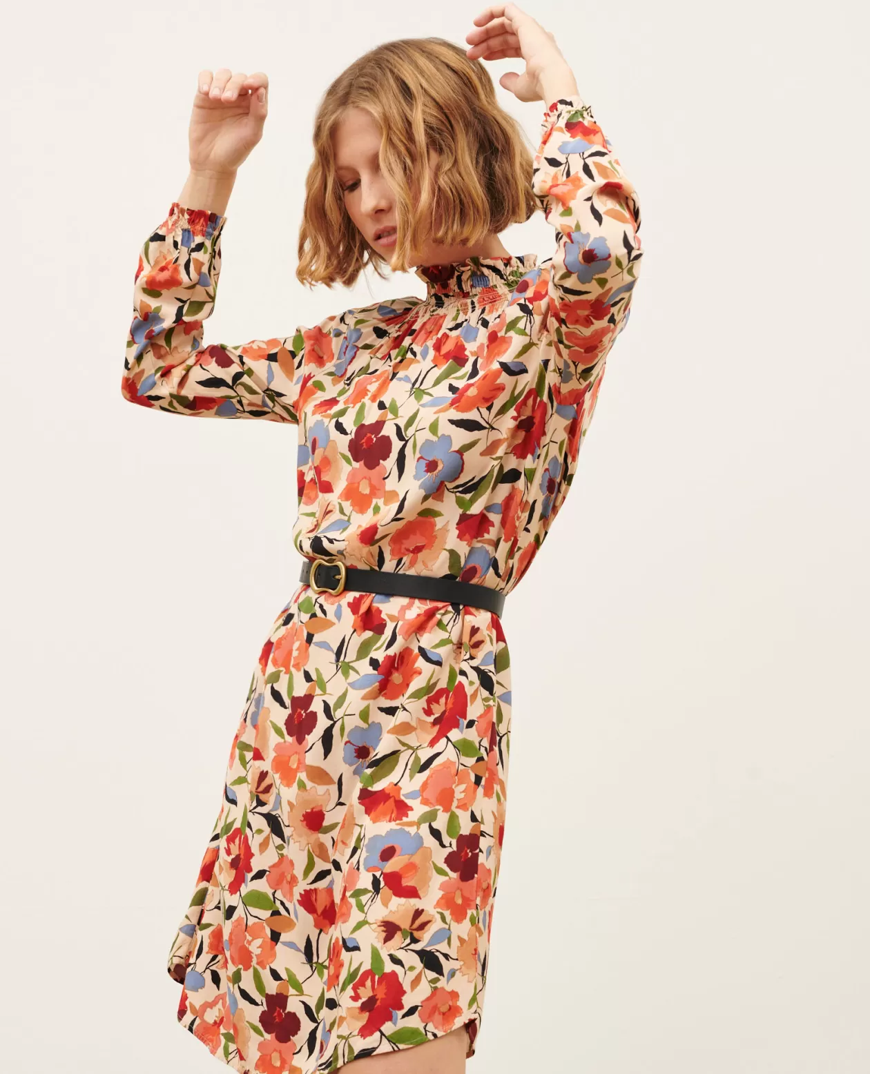 Flash Sale Comptoir des Cotonniers Aglae - Silky Printed Dress 8857 31 Beige Print
