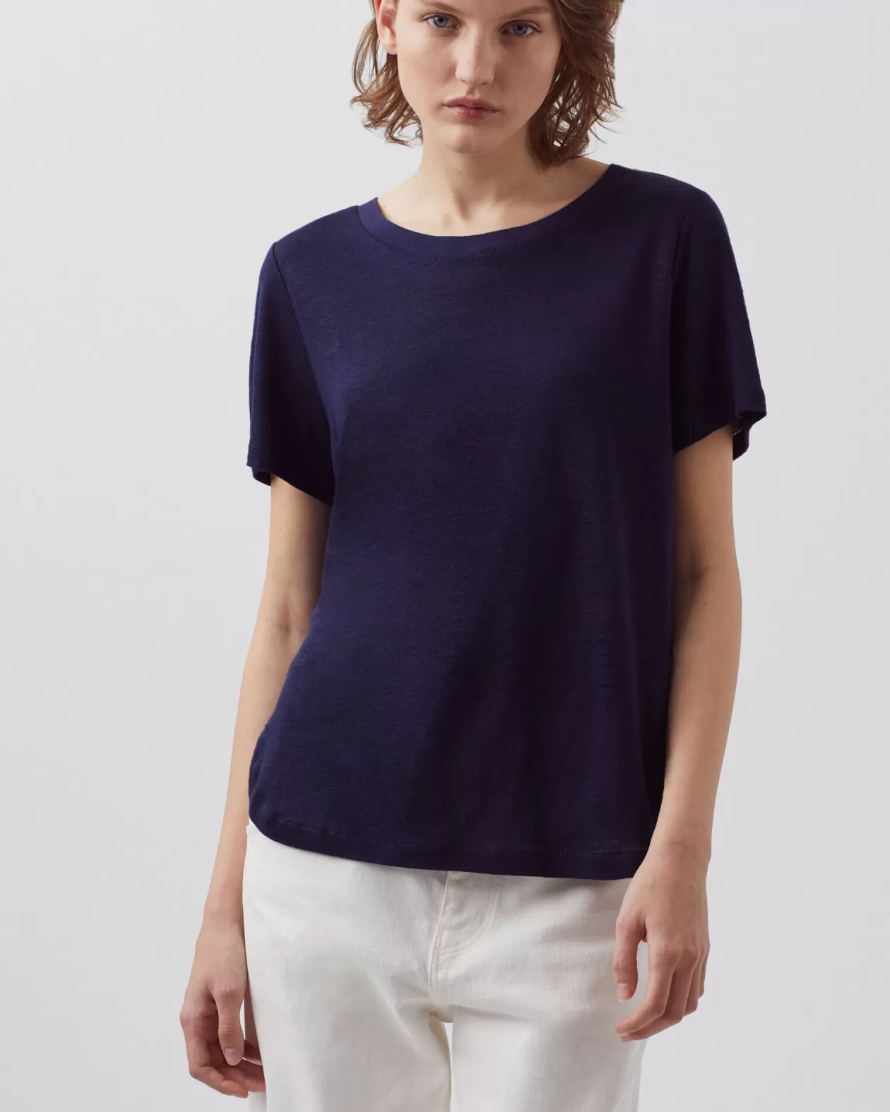 Best Sale Comptoir des Cotonniers Amandine - Linen Round Neck T-Shirt 68 Blue