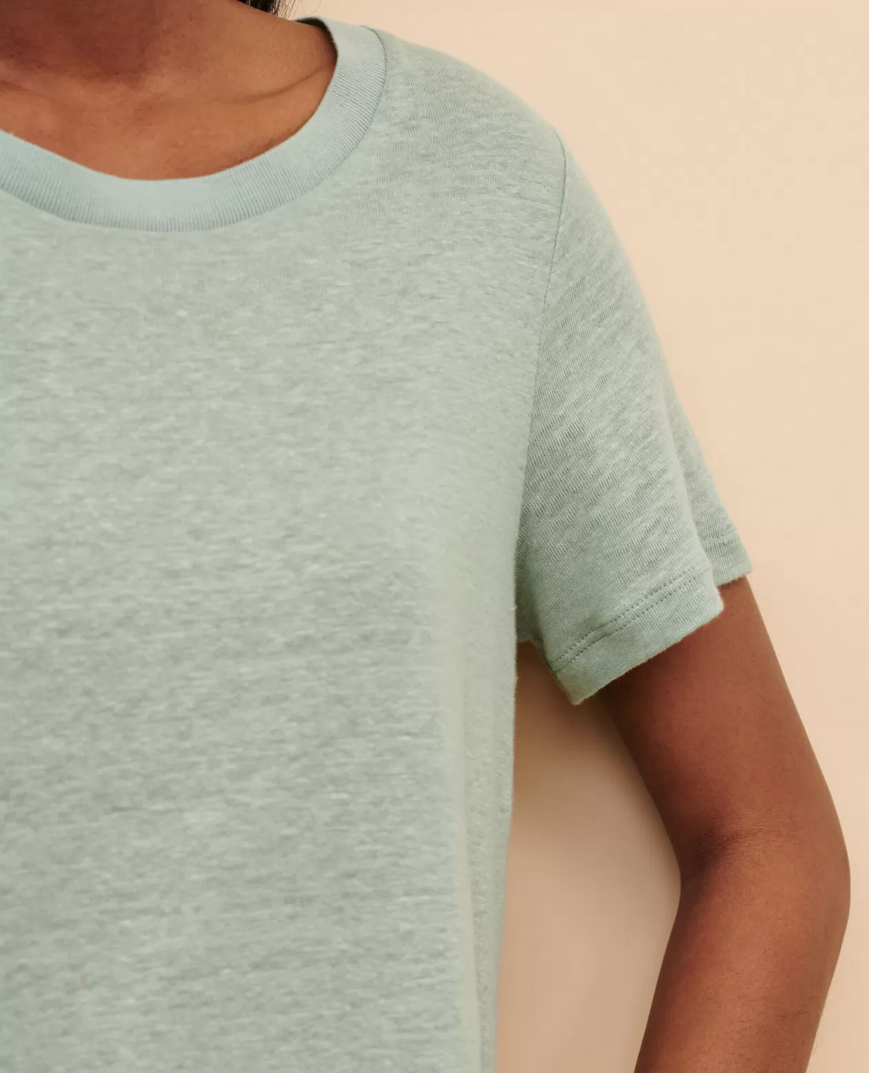 Outlet Comptoir des Cotonniers Amandine - Linen Round Neck T-Shirt 50 Green