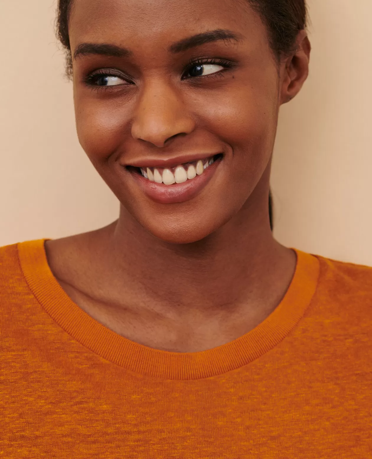 Flash Sale Comptoir des Cotonniers Amandine - Linen Round Neck T-Shirt 29 Orange