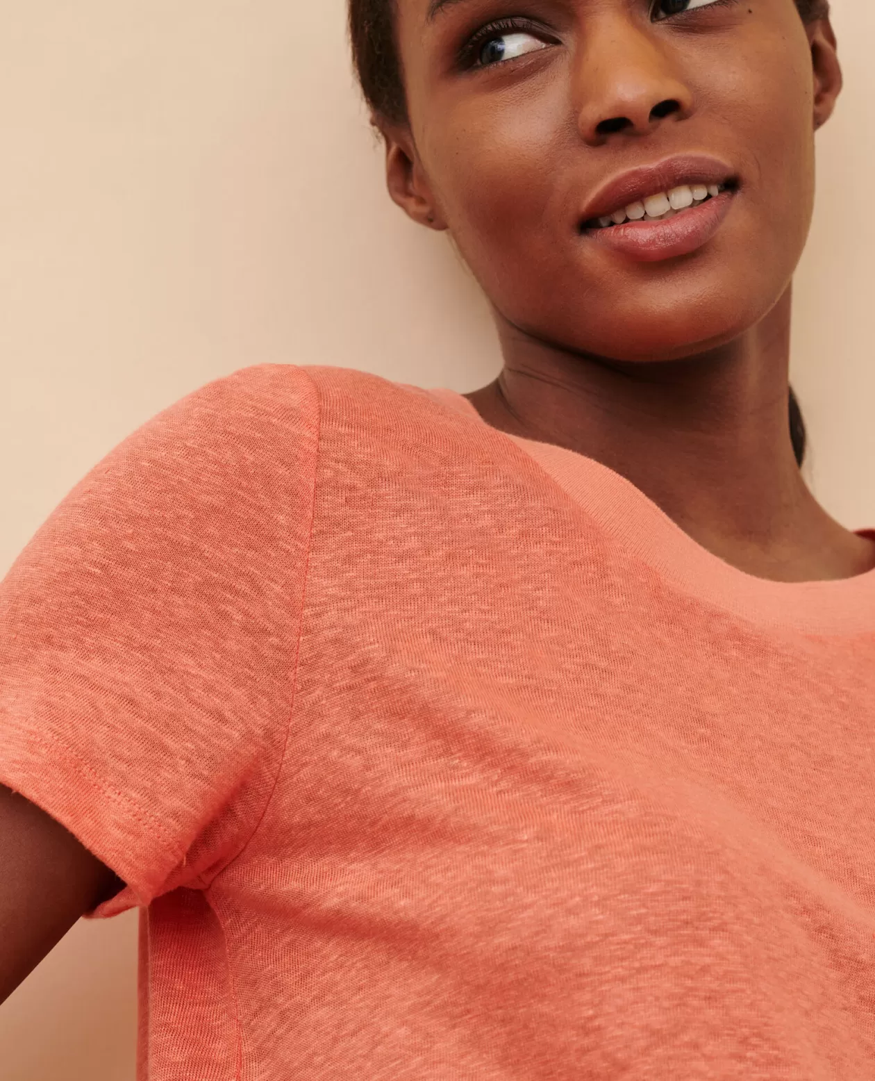 Cheap Comptoir des Cotonniers Amandine - Linen Round Neck T-Shirt 21 Light Orange