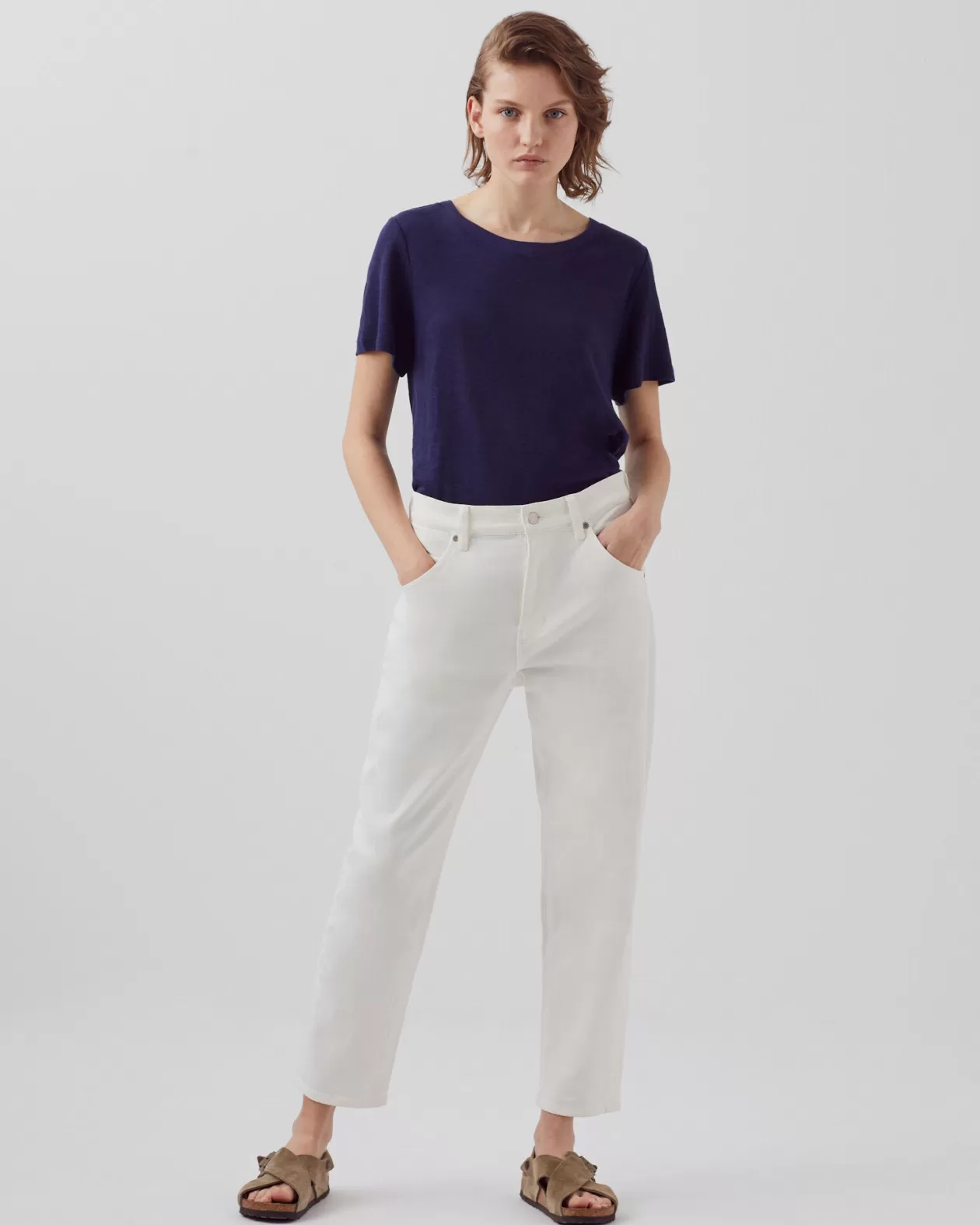 Best Sale Comptoir des Cotonniers Amandine - Linen Round Neck T-Shirt 68 Blue