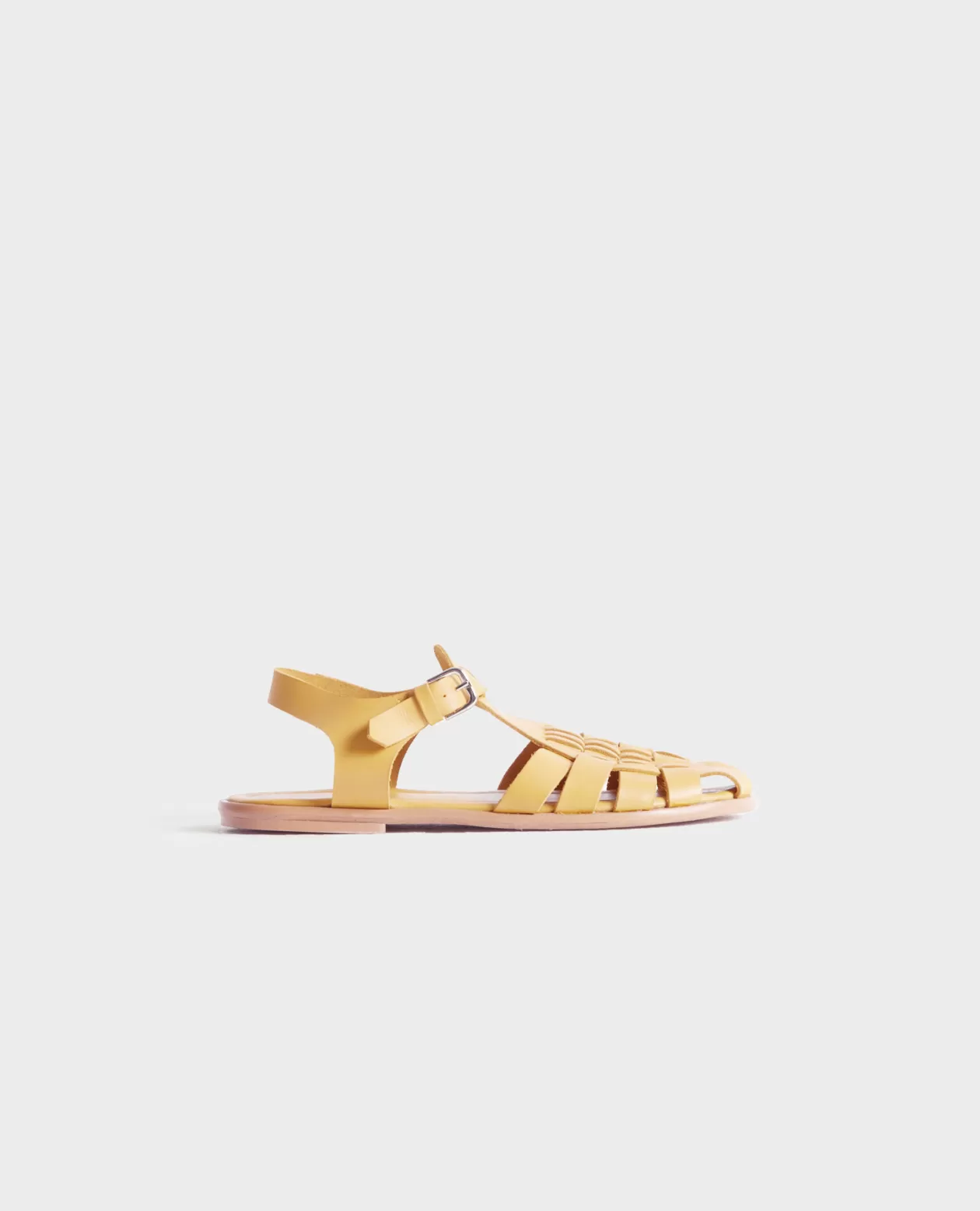 Cheap Comptoir des Cotonniers Braided Leather Sandals 0460 Ochre Yellow