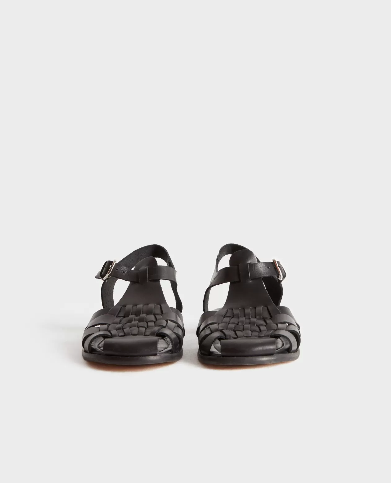 Clearance Comptoir des Cotonniers Braided Leather Sandals 8853 09 Black