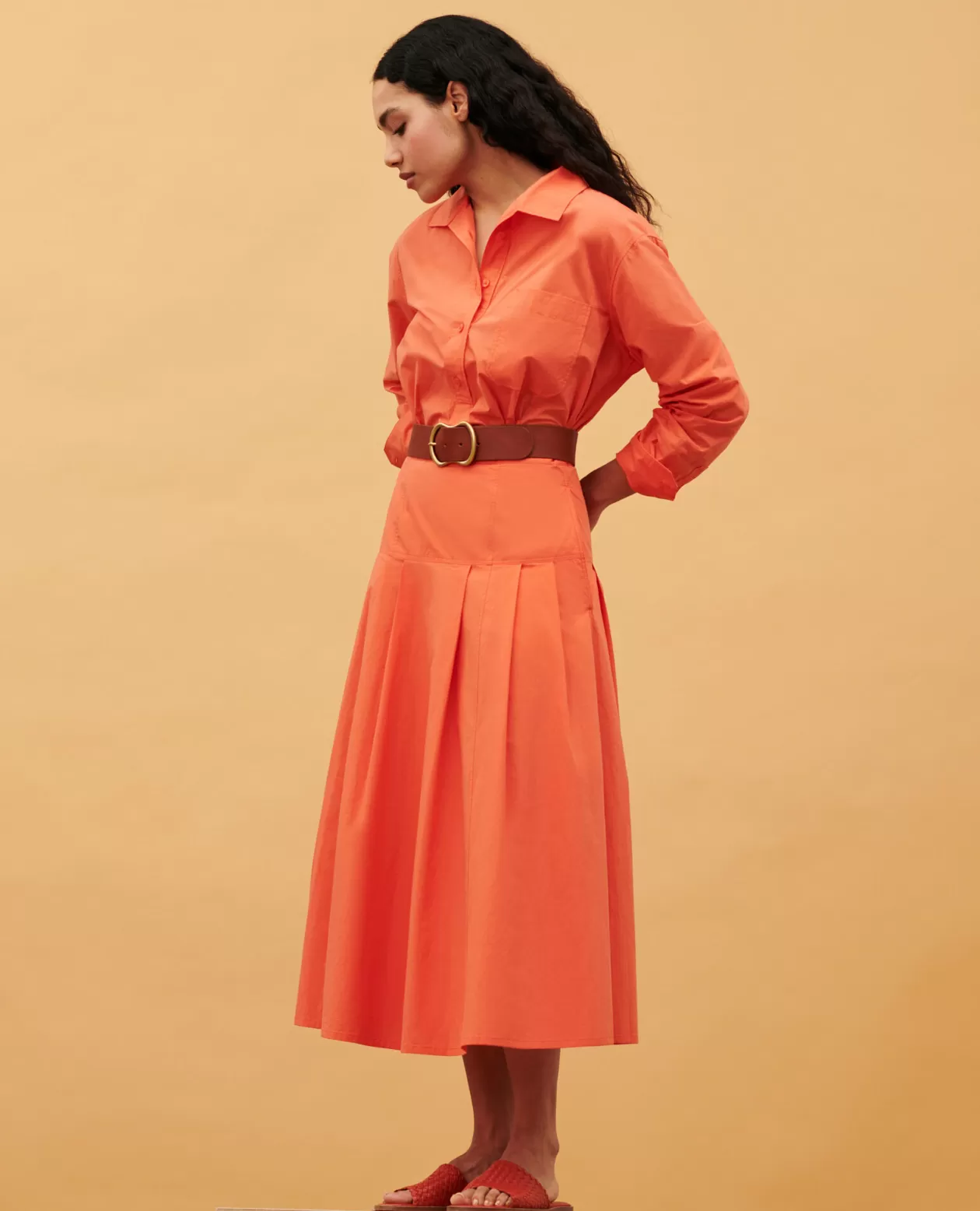 Flash Sale Comptoir des Cotonniers Cotton Maxi Skirt 0250 Tiger Lily Orange