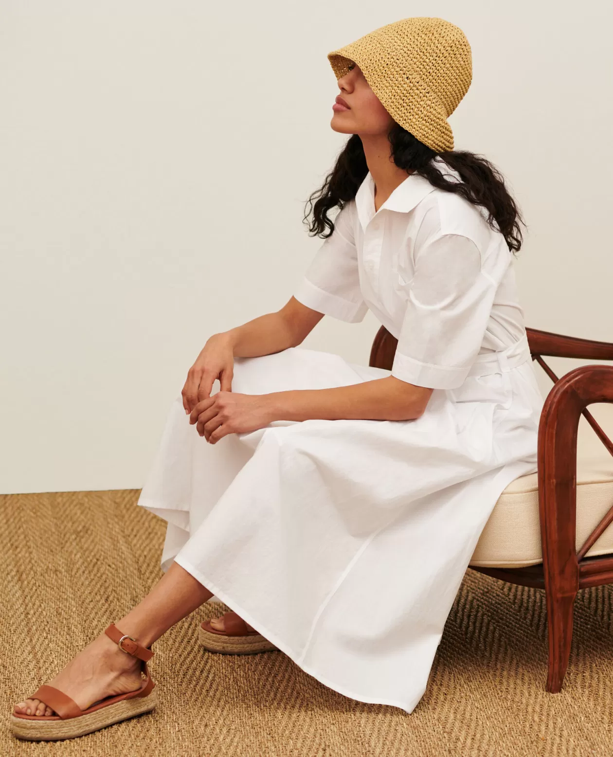 Fashion Comptoir des Cotonniers Cotton Midi Dress 0007 White