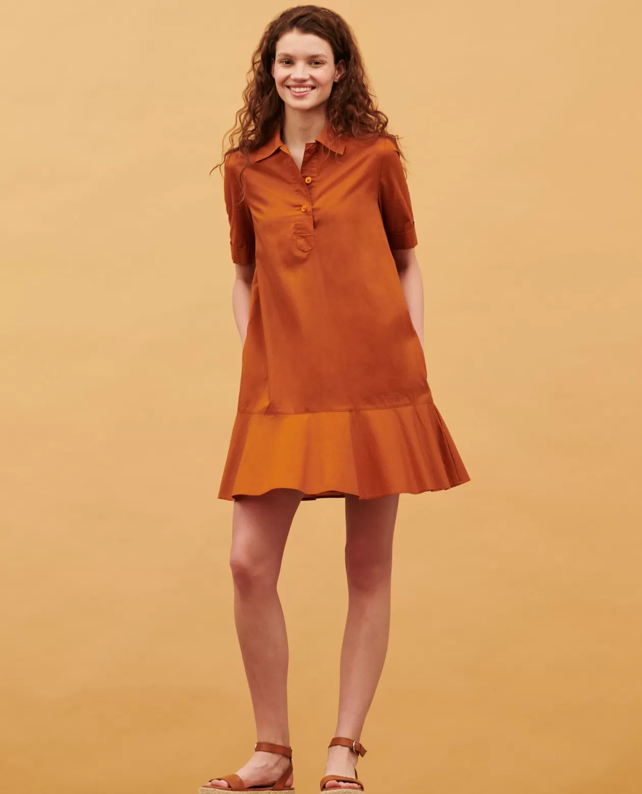 Sale Comptoir des Cotonniers Cotton Polo Dress 29 Orange