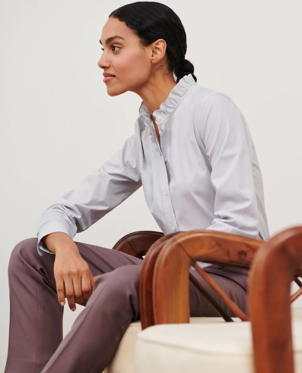 Best Comptoir des Cotonniers Cotton Poplin Shirt 8871 69 Navy Stripe