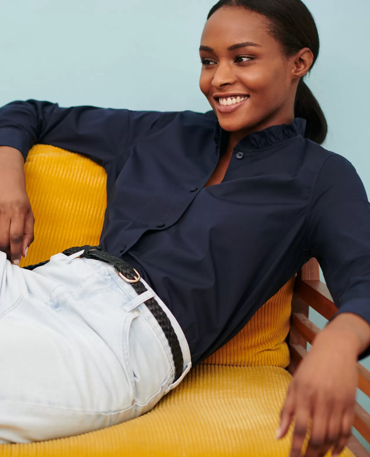 Store Comptoir des Cotonniers Cotton Poplin Shirt 7012C 69 Navy