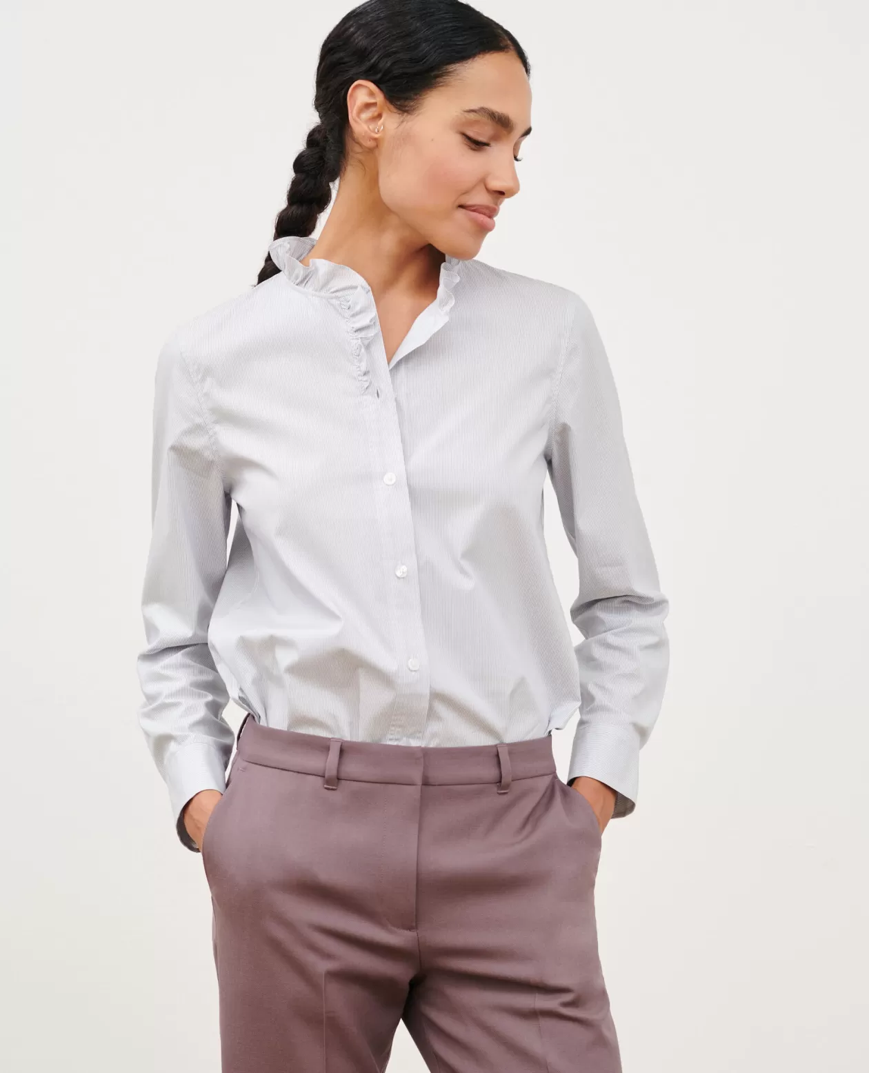 Best Comptoir des Cotonniers Cotton Poplin Shirt 8871 69 Navy Stripe