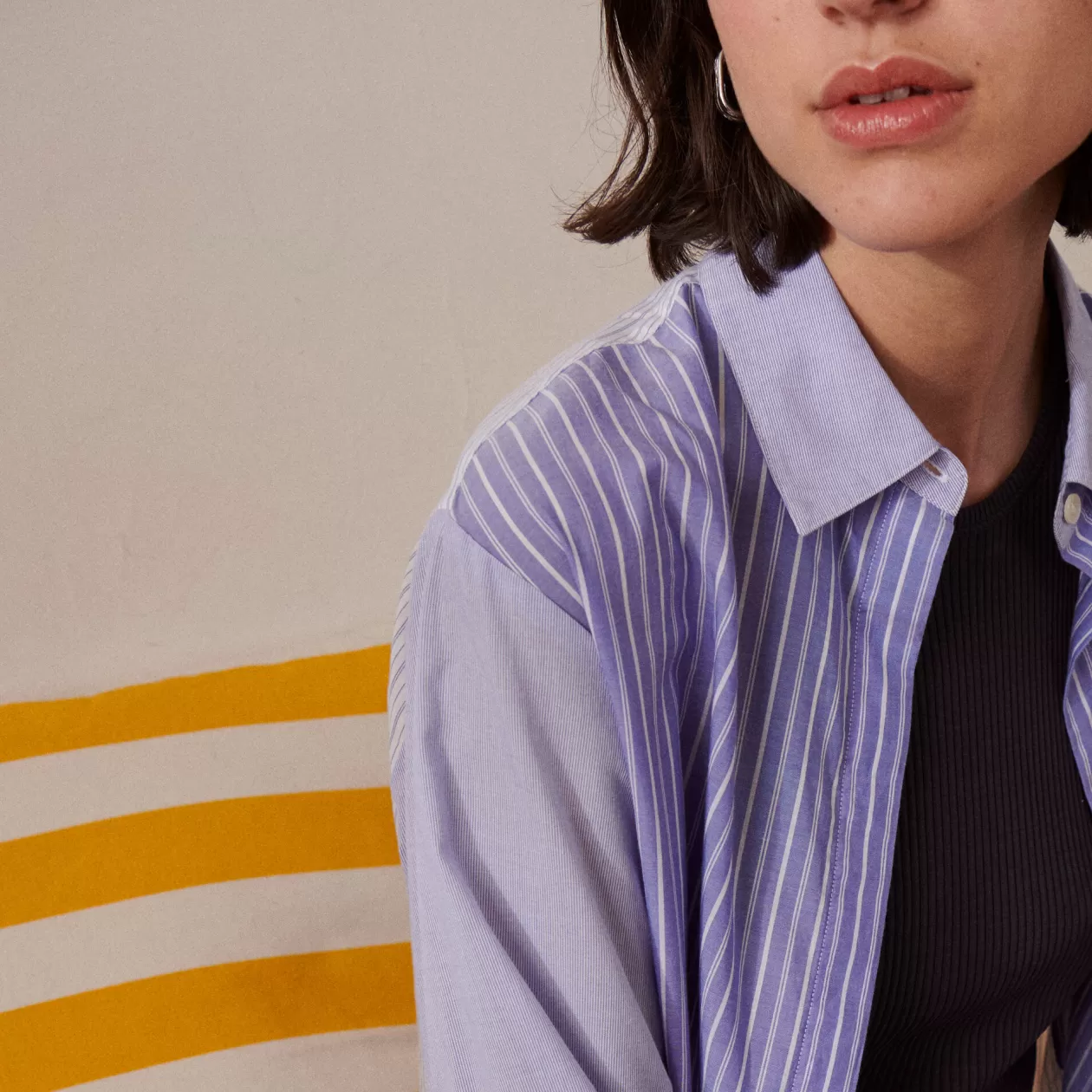Flash Sale Comptoir des Cotonniers Cotton Shirt With High-Low Hem 0622 Blue Medium Stripes