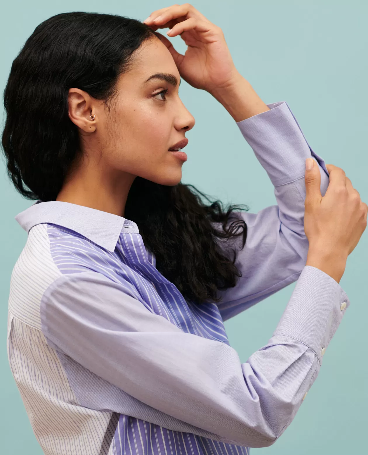 Flash Sale Comptoir des Cotonniers Cotton Shirt With High-Low Hem 0622 Blue Medium Stripes