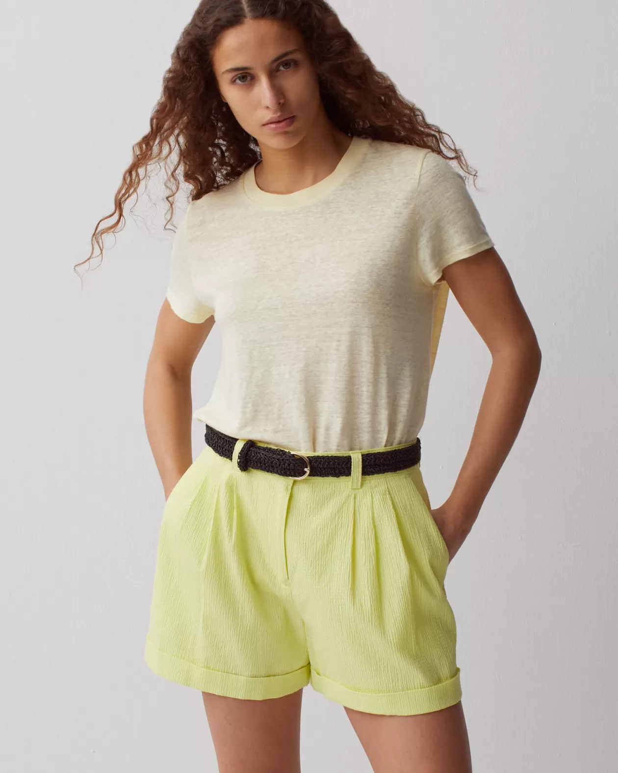New Comptoir des Cotonniers Cotton Shorts 0421 Charlock Yellow