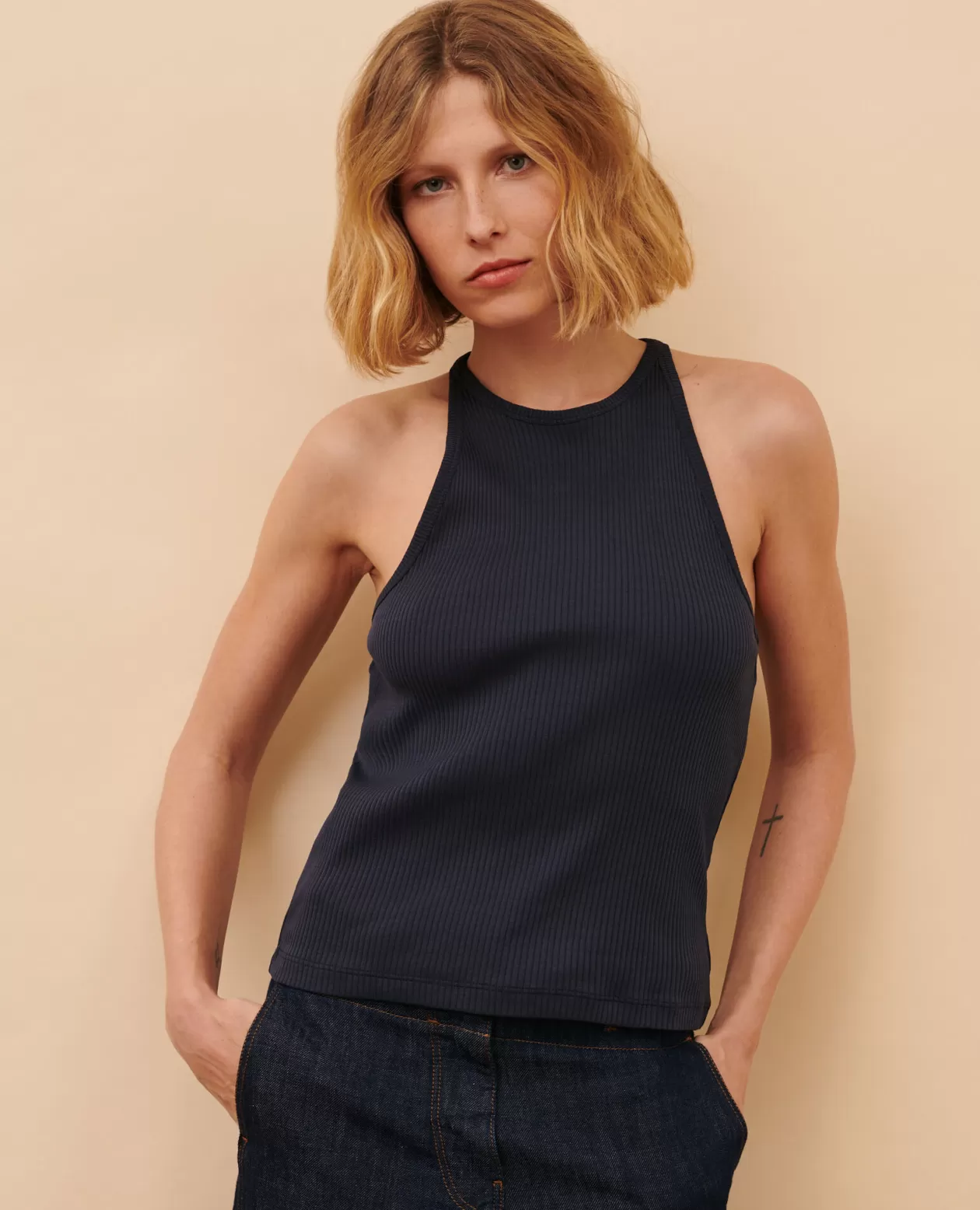 Outlet Comptoir des Cotonniers Cotton Tank Top 0693 Navy