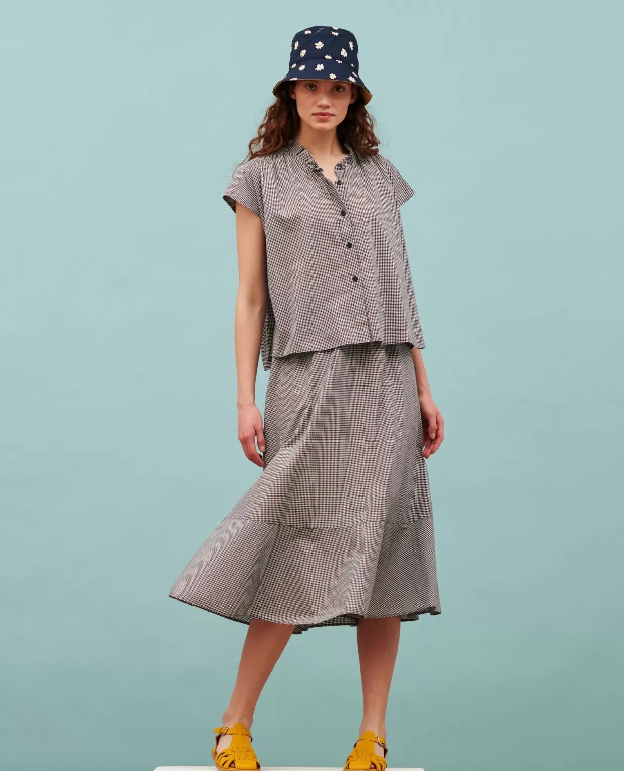 Flash Sale Comptoir des Cotonniers Cotton Voile Gingham Skirt 7073 88_Vichy