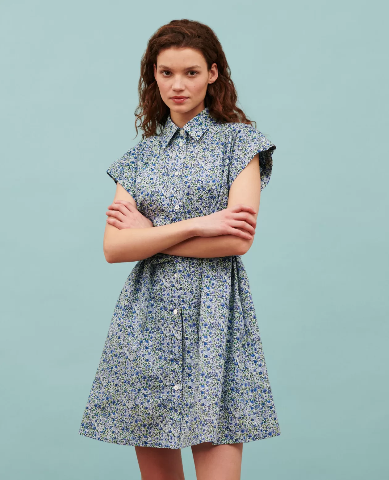 Cheap Comptoir des Cotonniers Cotton Voile Mini Dress 7050 92_Print_Blue
