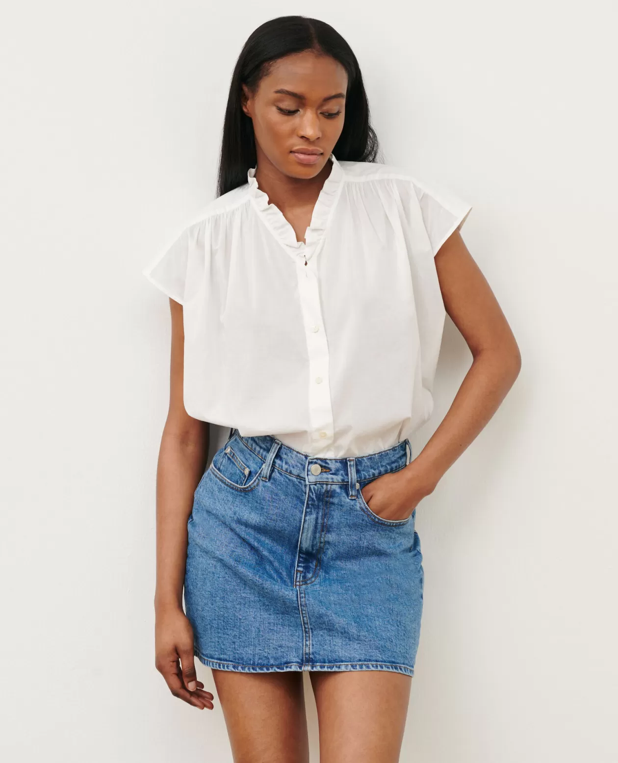 Best Sale Comptoir des Cotonniers Cotton Voile Top 01 White