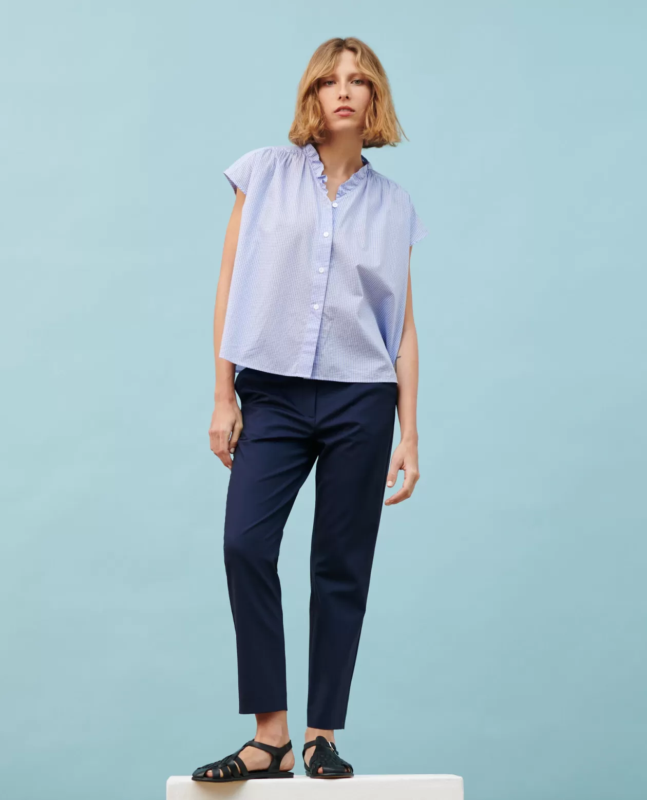 New Comptoir des Cotonniers Cotton Voile Top 7044 90_Vichy