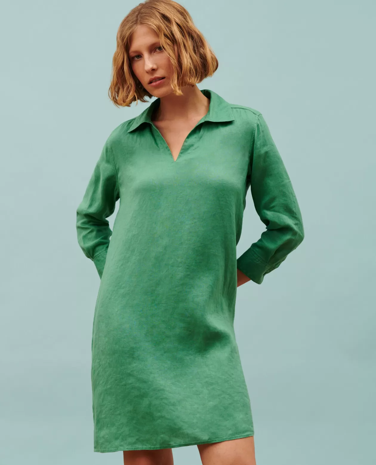 Cheap Comptoir des Cotonniers Daisy - Floaty Linen Dress 0542 Pine Green