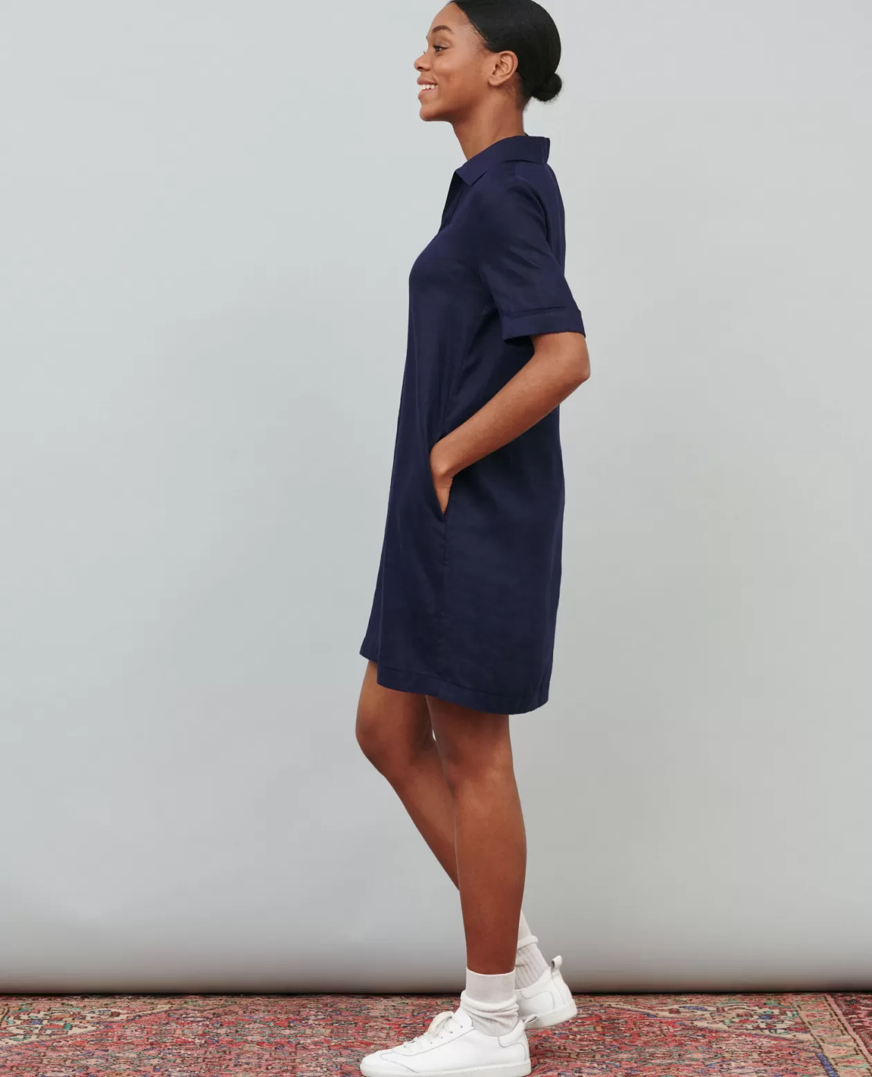 Online Comptoir des Cotonniers Daisy - Iconique Linen Dress 68 Blue