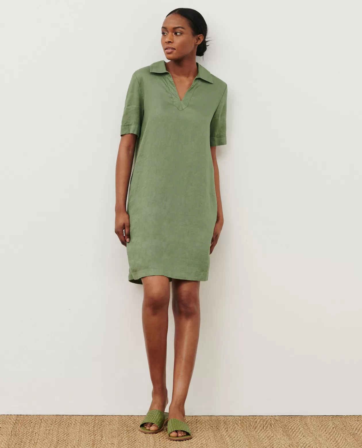Best Sale Comptoir des Cotonniers Daisy - Iconique Linen Dress 52 Green