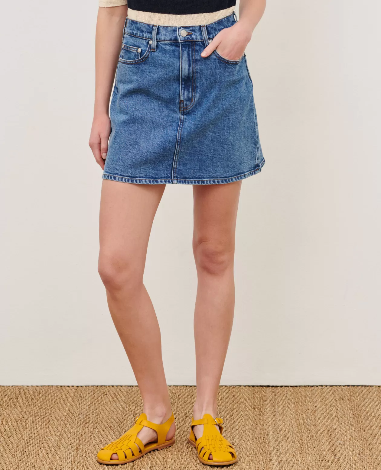 Store Comptoir des Cotonniers Denim Mini Skirt 0642 Vintage Wash Denim