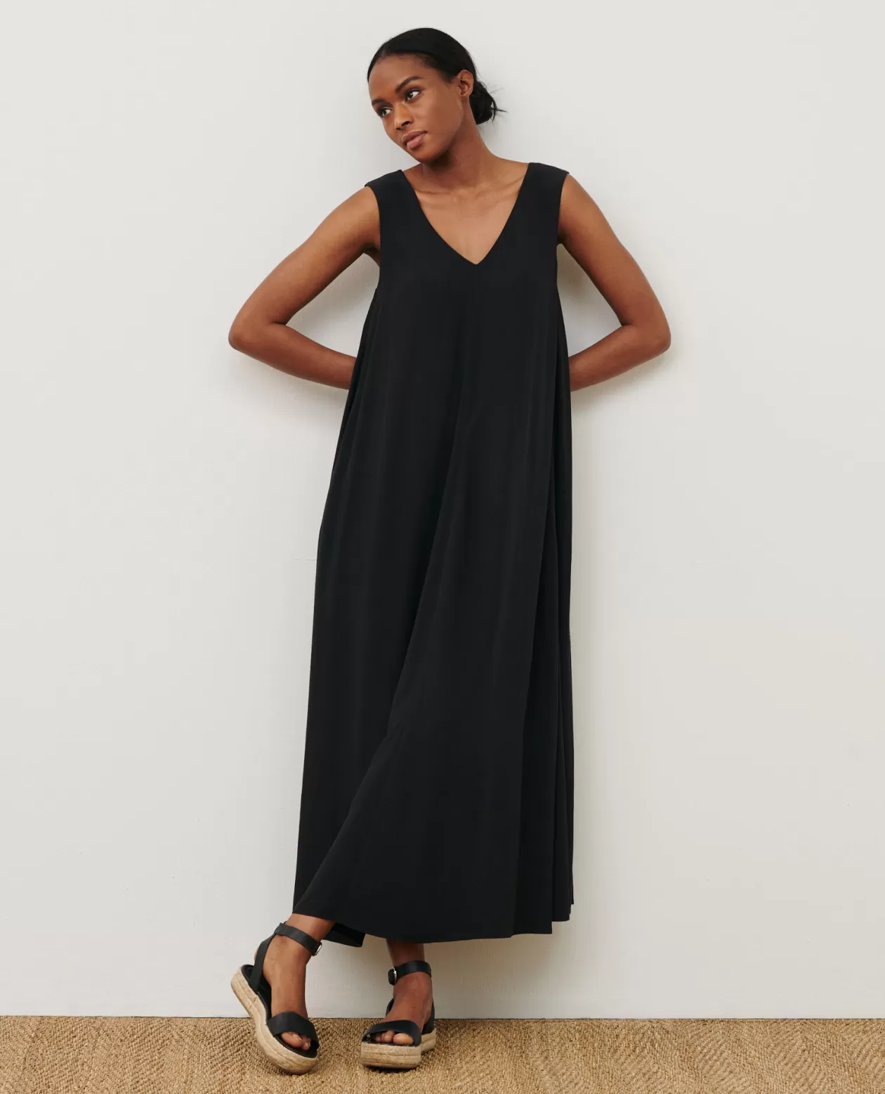 Shop Comptoir des Cotonniers Fluid Trapeze Dress 0093 Black