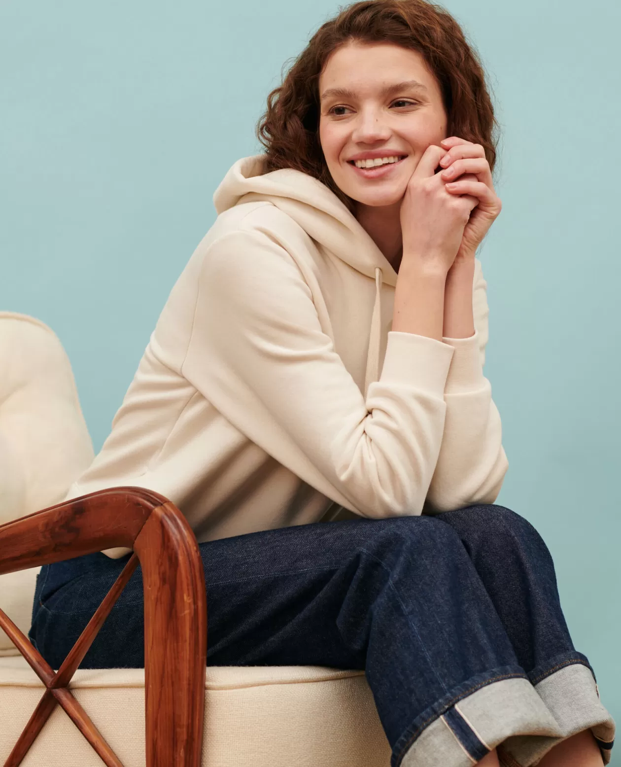 Outlet Comptoir des Cotonniers Hooded Sweatshirt 0107 Off White