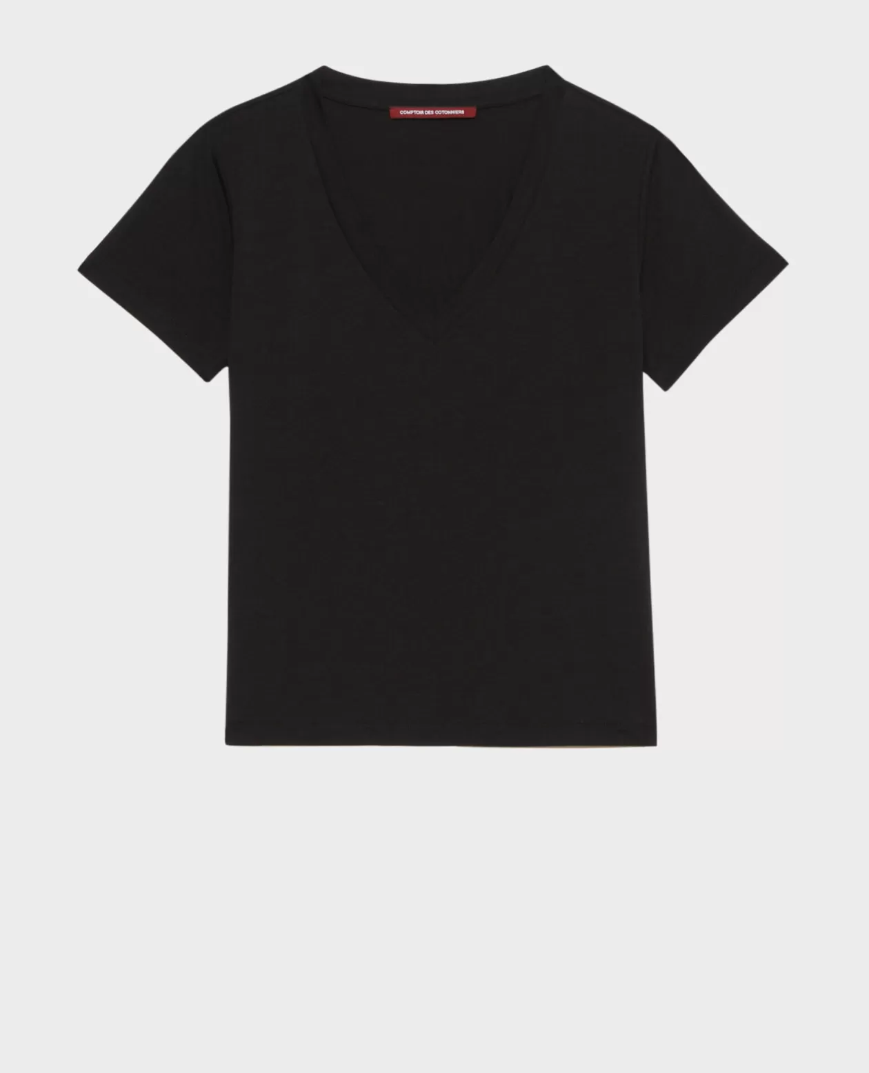 Best Sale Comptoir des Cotonniers Lea - Loose V-Neck T-Shirt Black Beauty