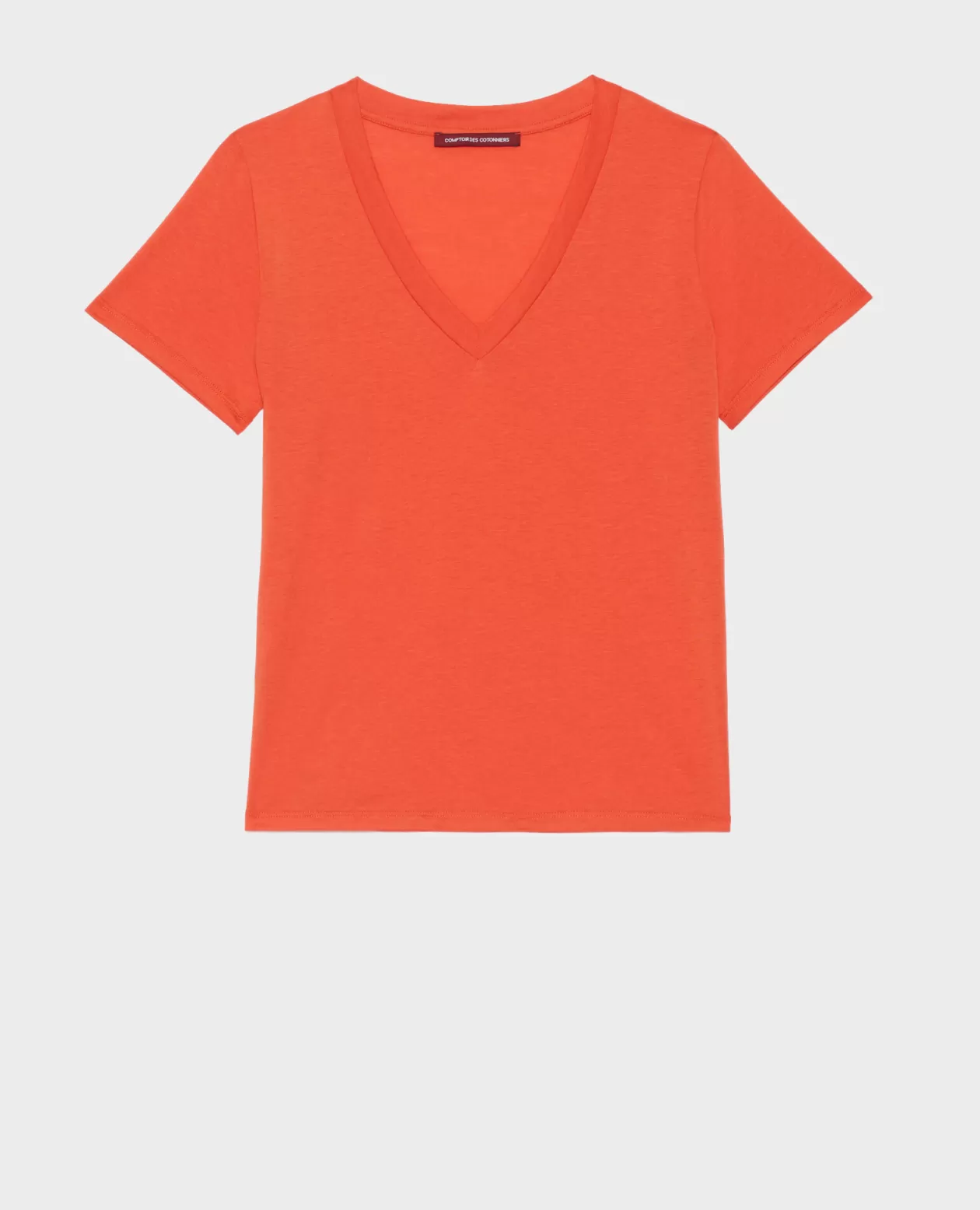 Sale Comptoir des Cotonniers Lea - Loose V-Neck T-Shirt 0250 Tiger Lily Orange