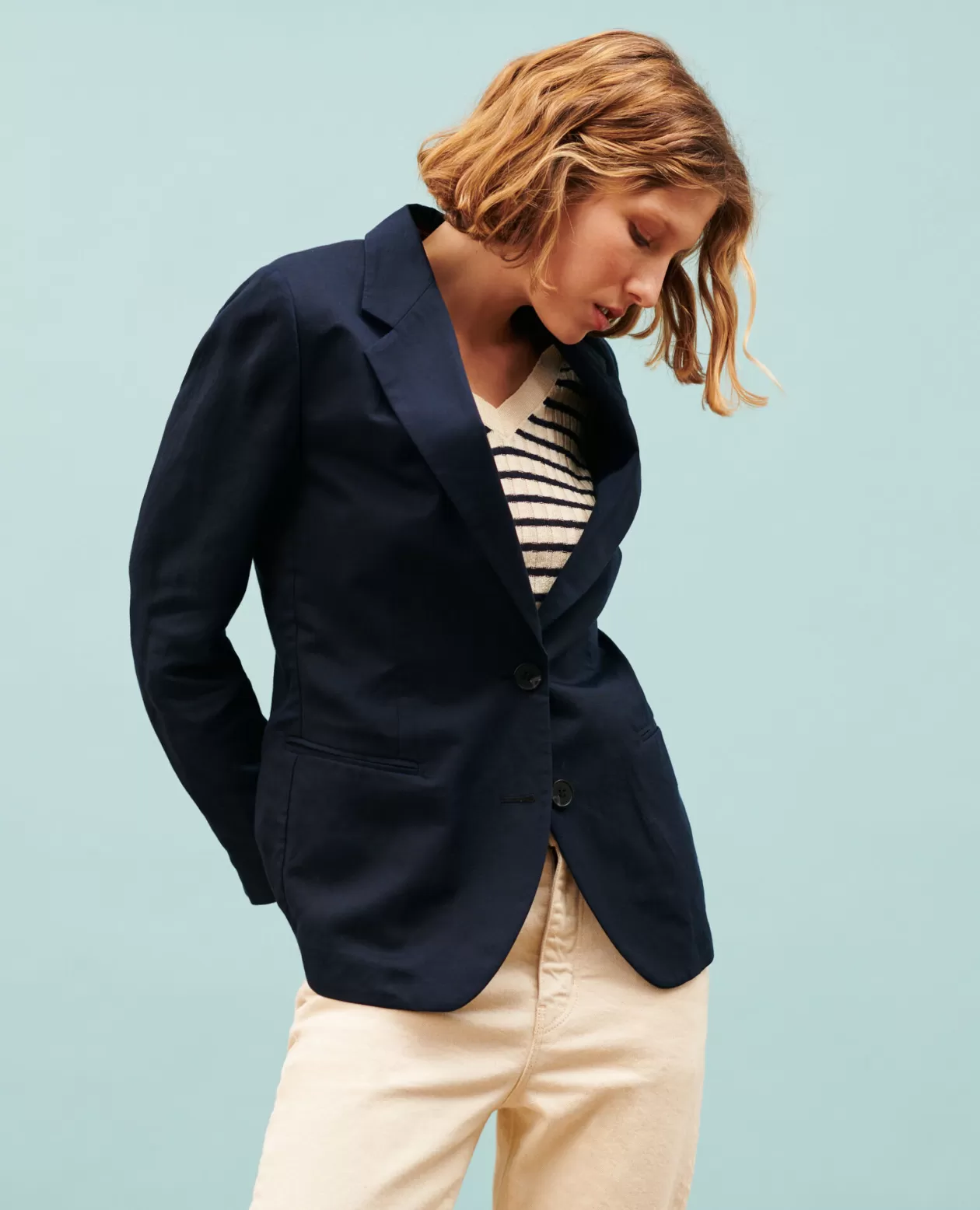 Store Comptoir des Cotonniers Linen Blend Blazer 4277 Night_Sky
