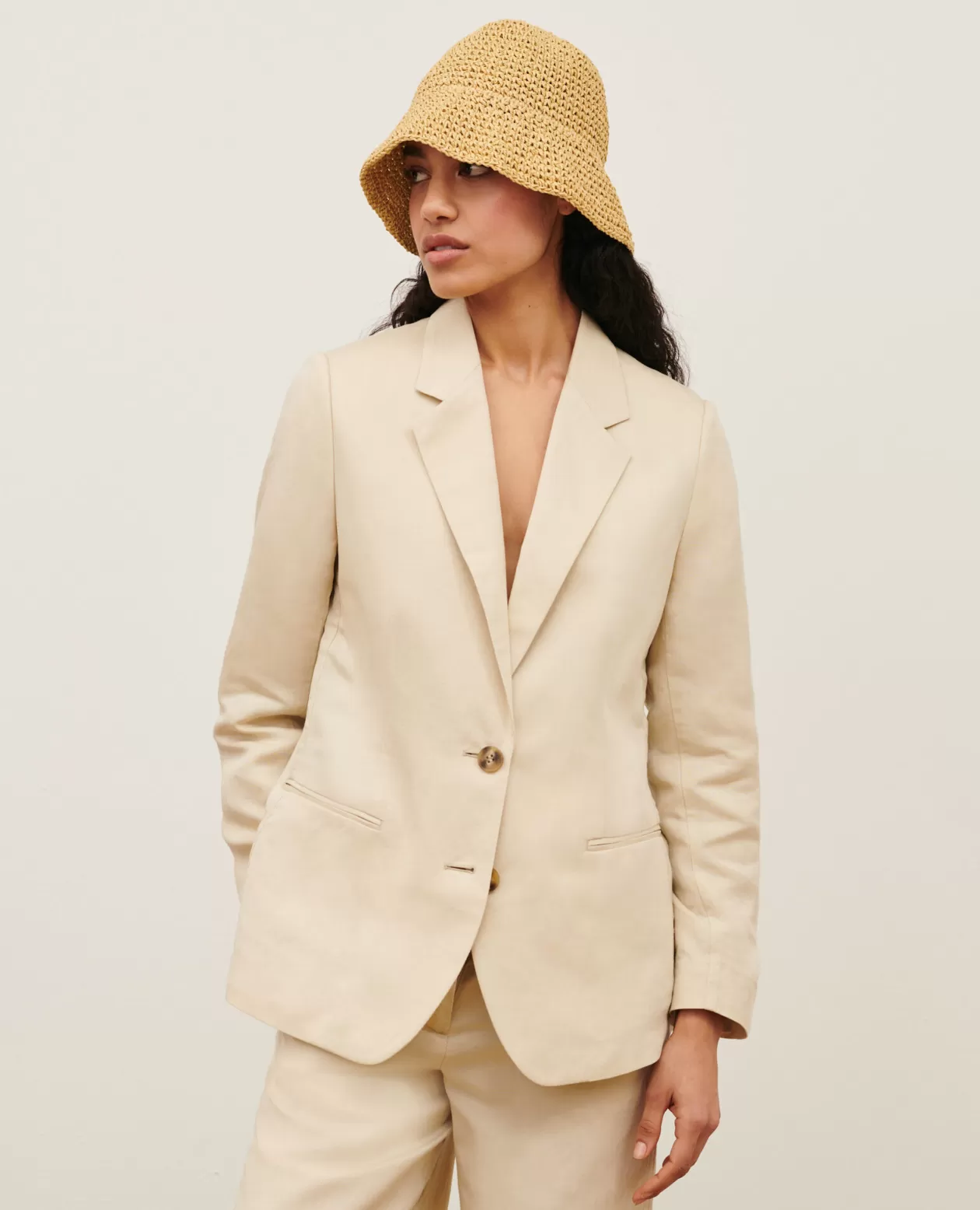 Store Comptoir des Cotonniers Linen Blend Blazer 0300 Castle Wall