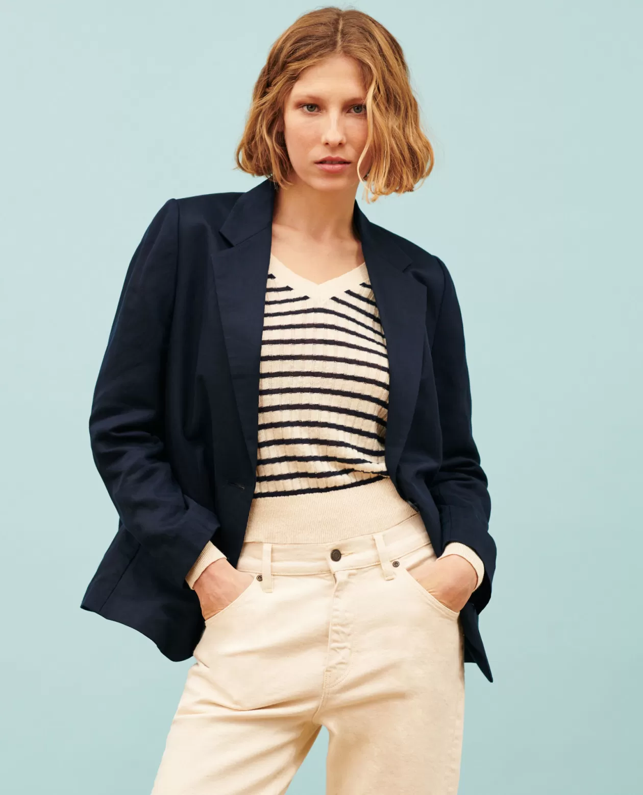 Store Comptoir des Cotonniers Linen Blend Blazer 4277 Night_Sky