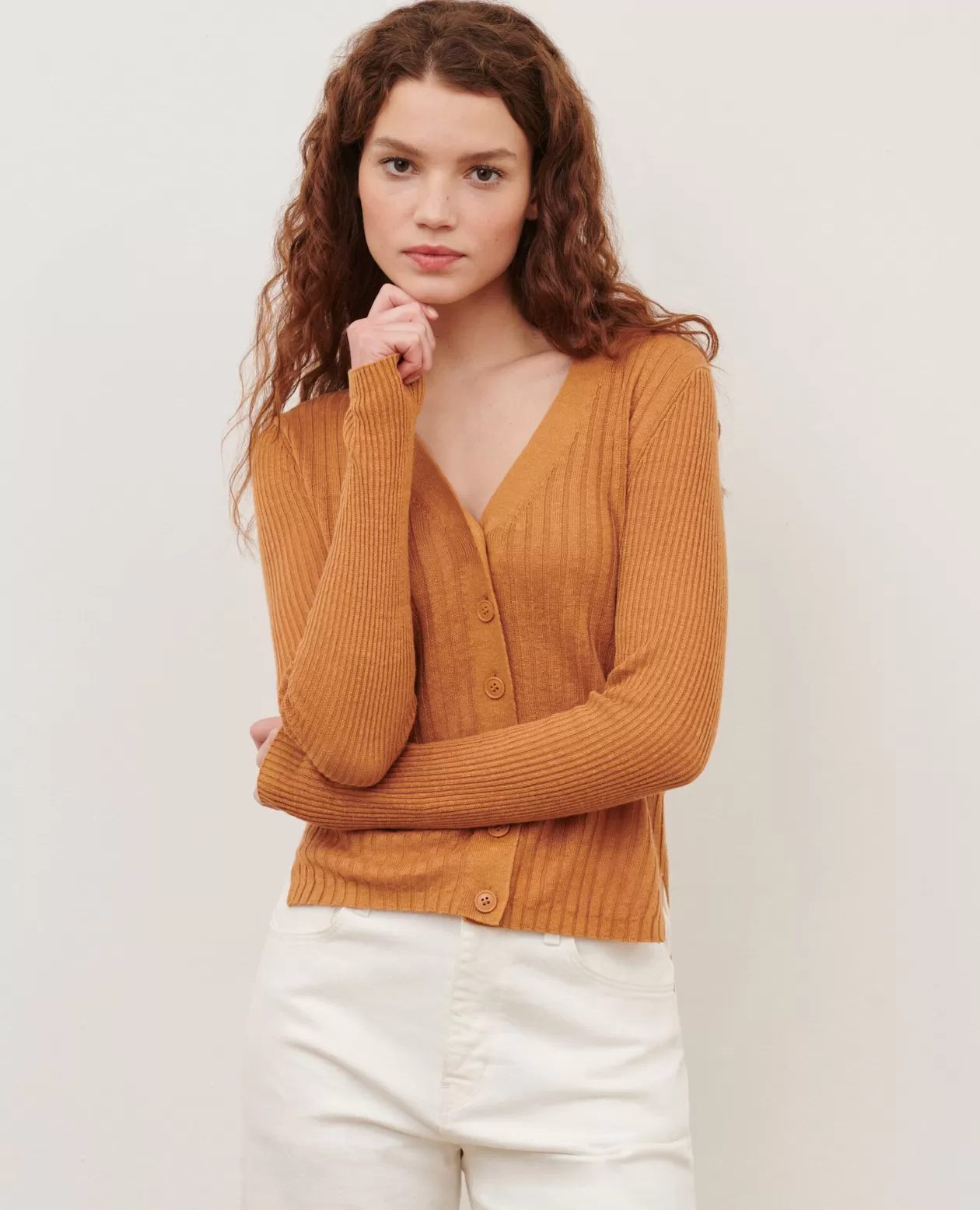 Cheap Comptoir des Cotonniers Linen Cardigan 0320 Almond Brown