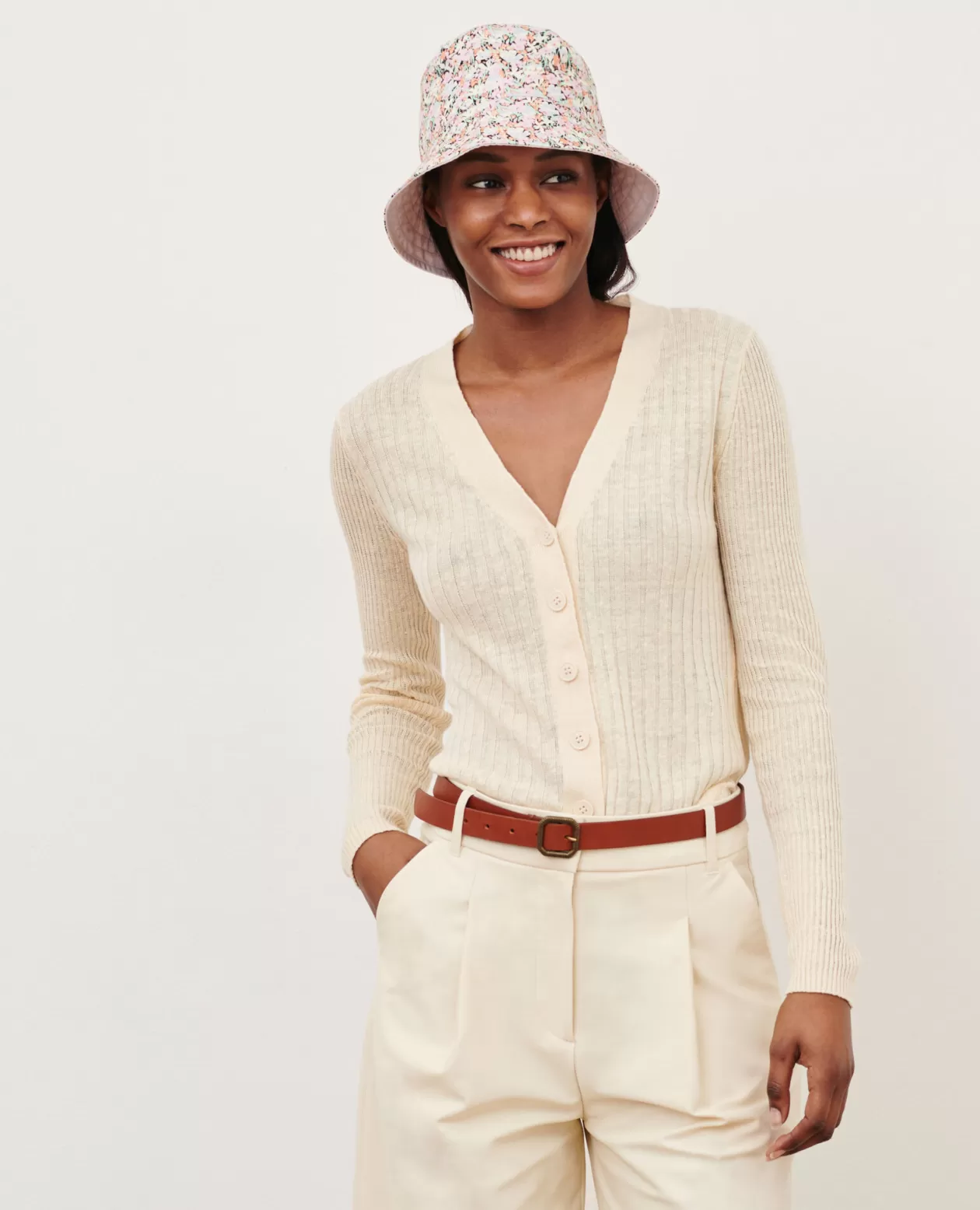 Cheap Comptoir des Cotonniers Linen Cardigan 0010 Buttercream