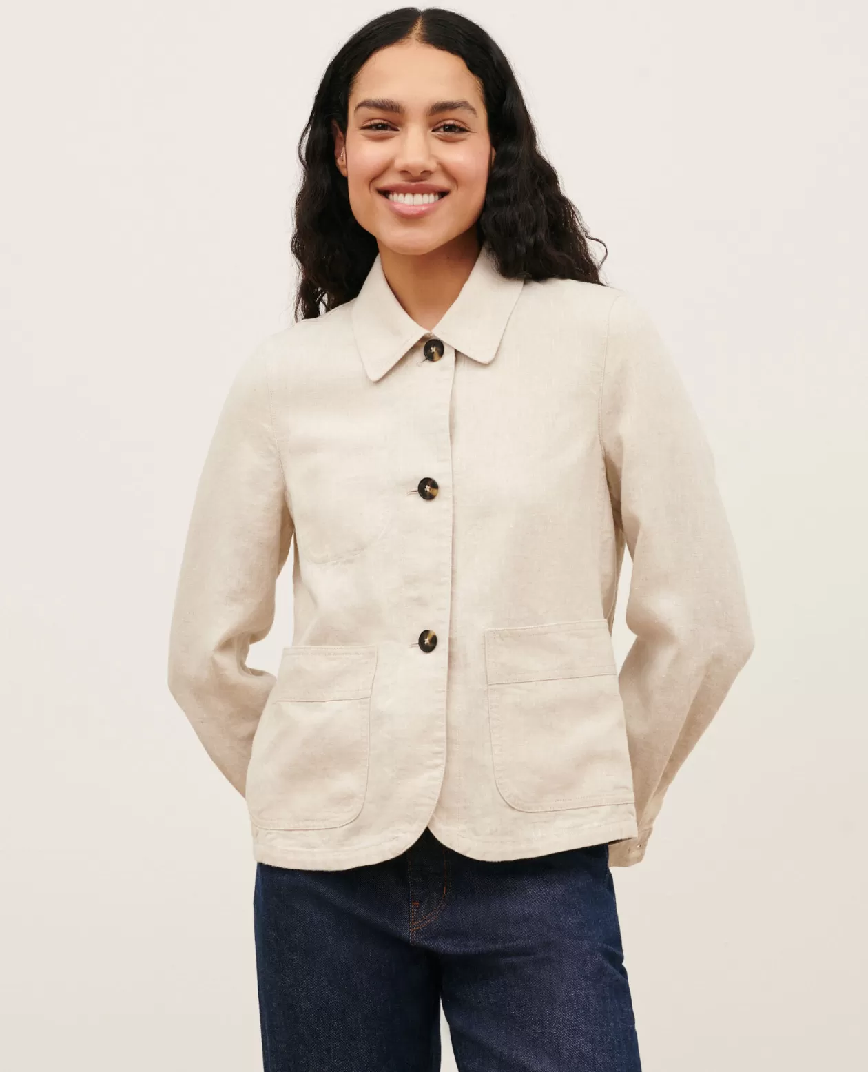 Shop Comptoir des Cotonniers Linen Jacket 0310 Beige Natural