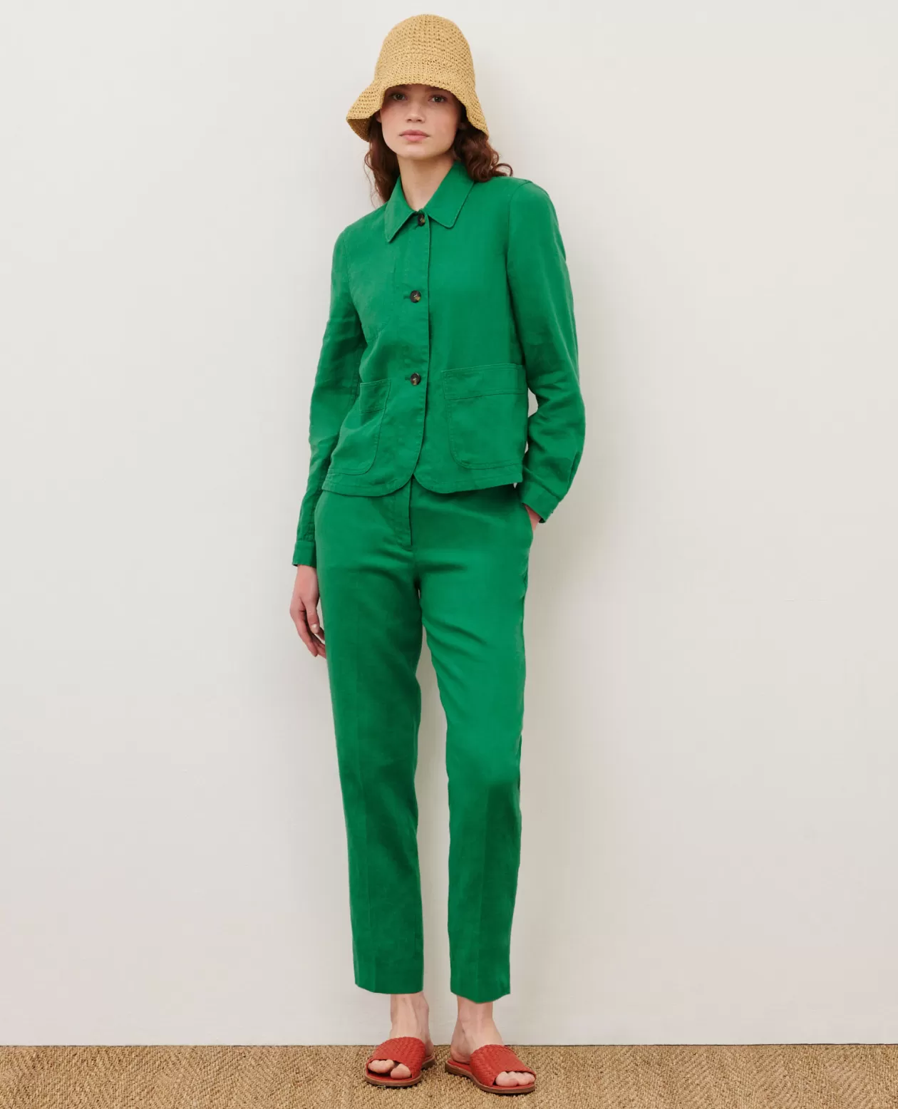 Sale Comptoir des Cotonniers Linen Jacket 0542 Pine Green