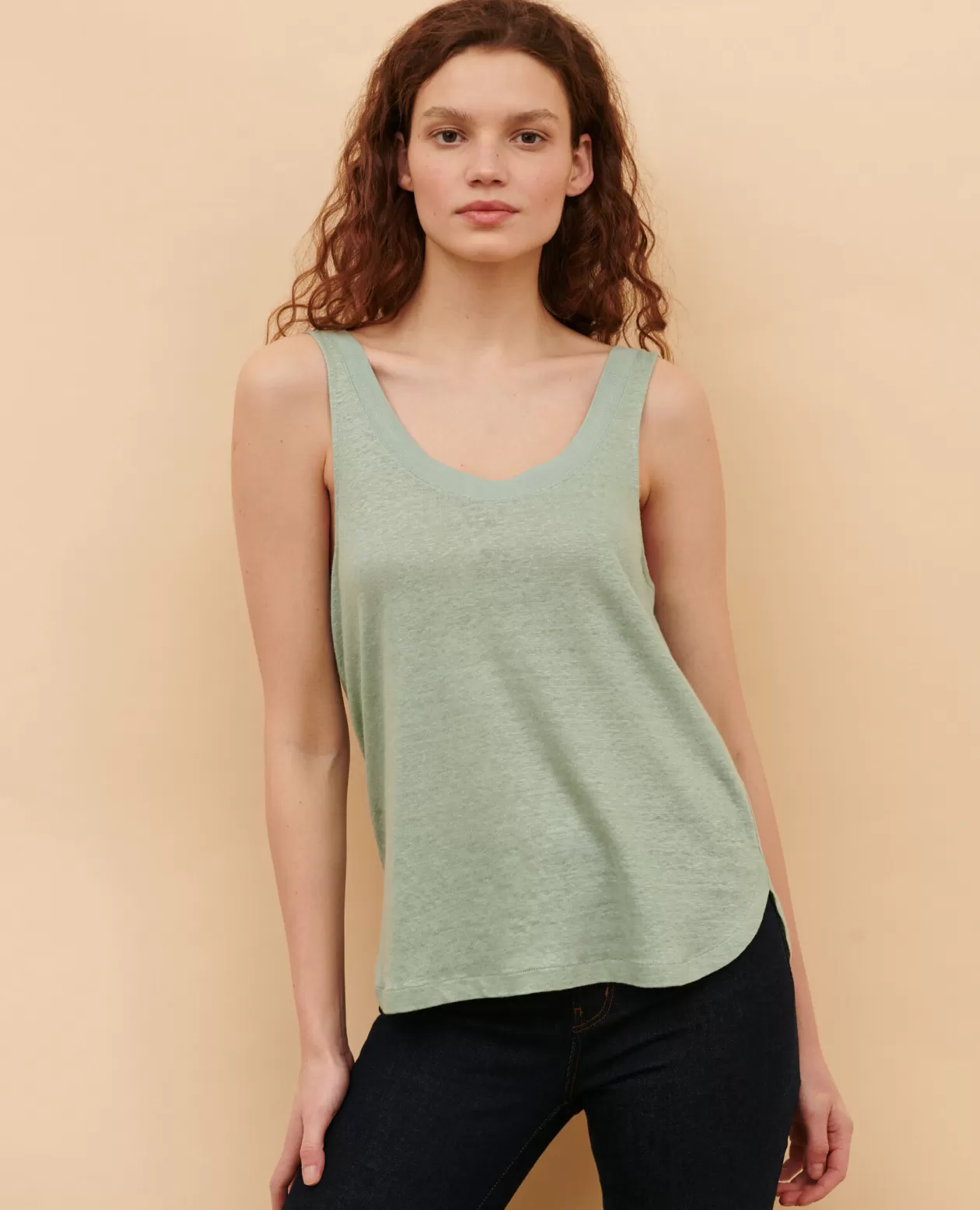 Cheap Comptoir des Cotonniers Linen Vest Top 50 Green