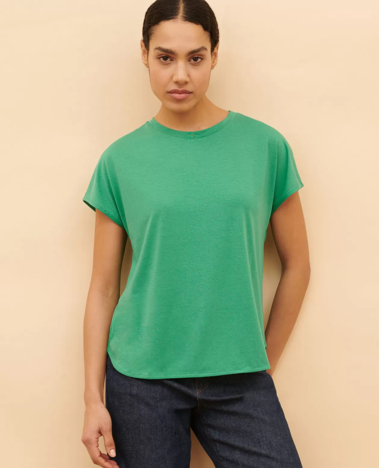Discount Comptoir des Cotonniers Loose Cotton T-Shirt 0542 Pine Green