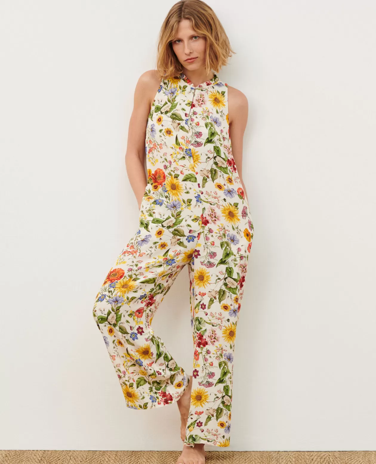 Sale Comptoir des Cotonniers Loose Jumpsuit 0020 White Herbier