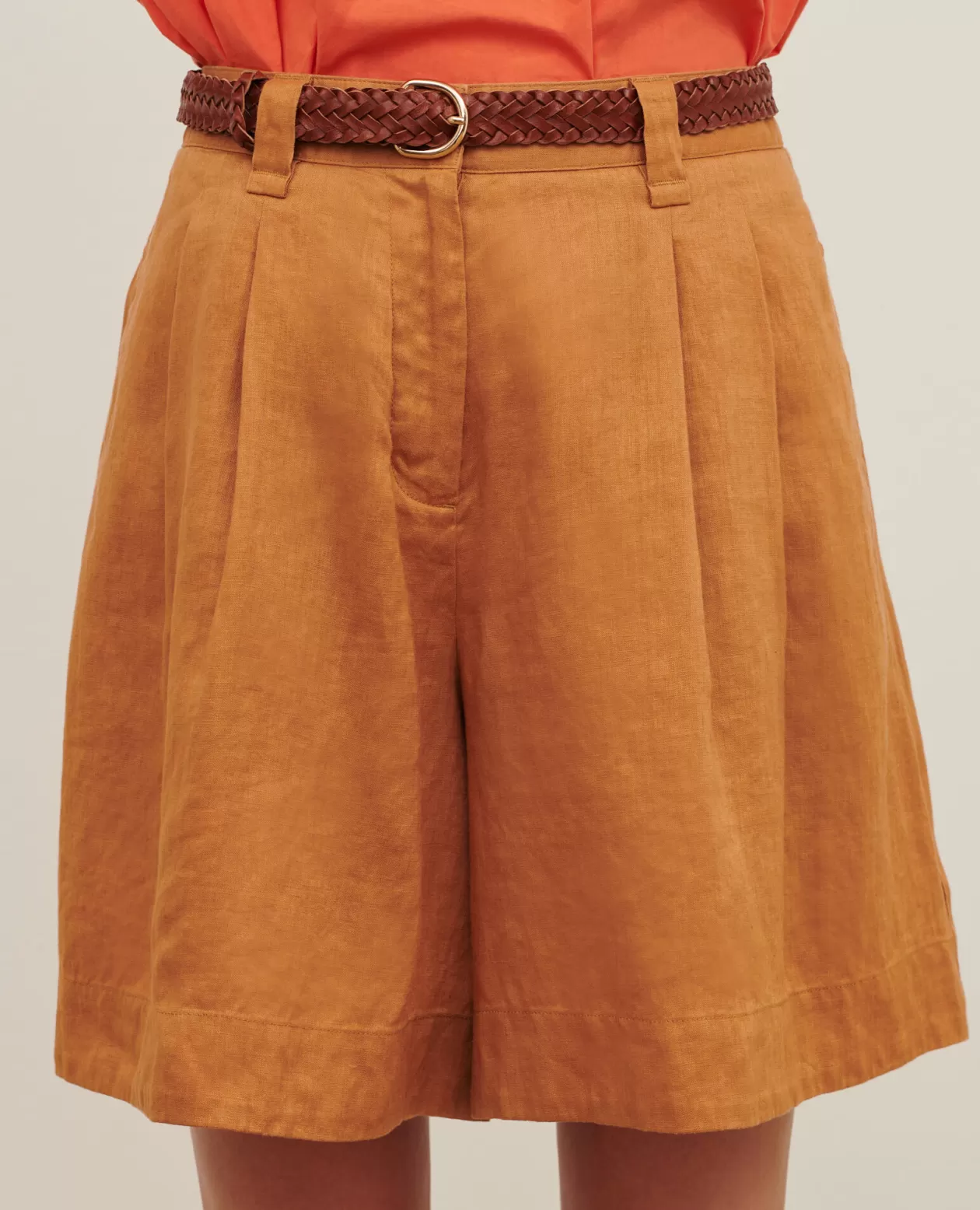 Sale Comptoir des Cotonniers Loose Linen Shorts 0320 Almond Brown