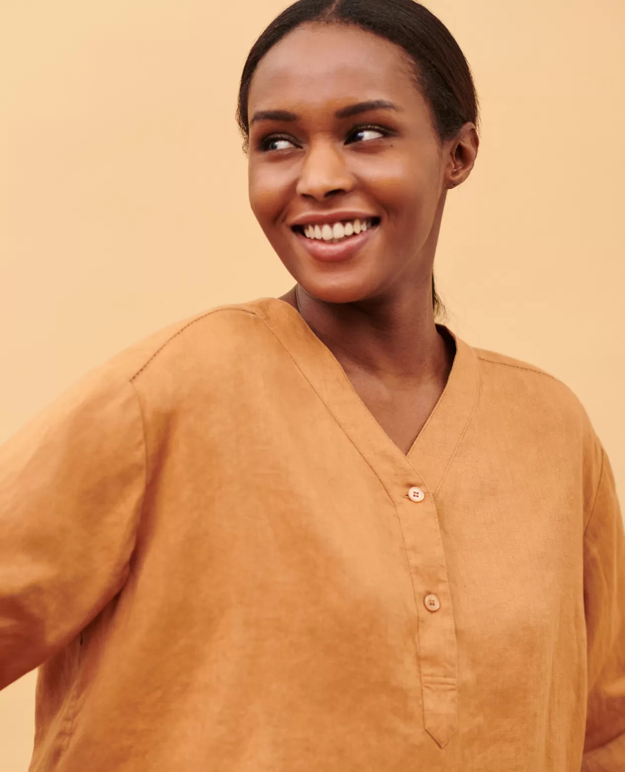 Clearance Comptoir des Cotonniers Loose Linen Tunic 0320 Almond Brown