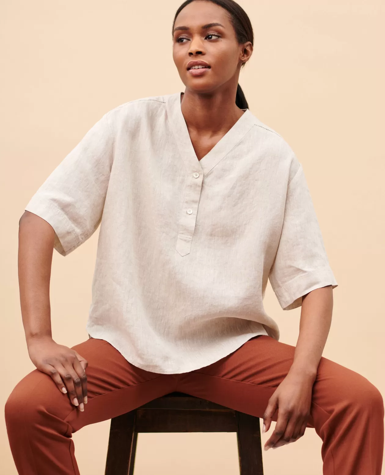 Discount Comptoir des Cotonniers Loose Linen Tunic 0305 Natural