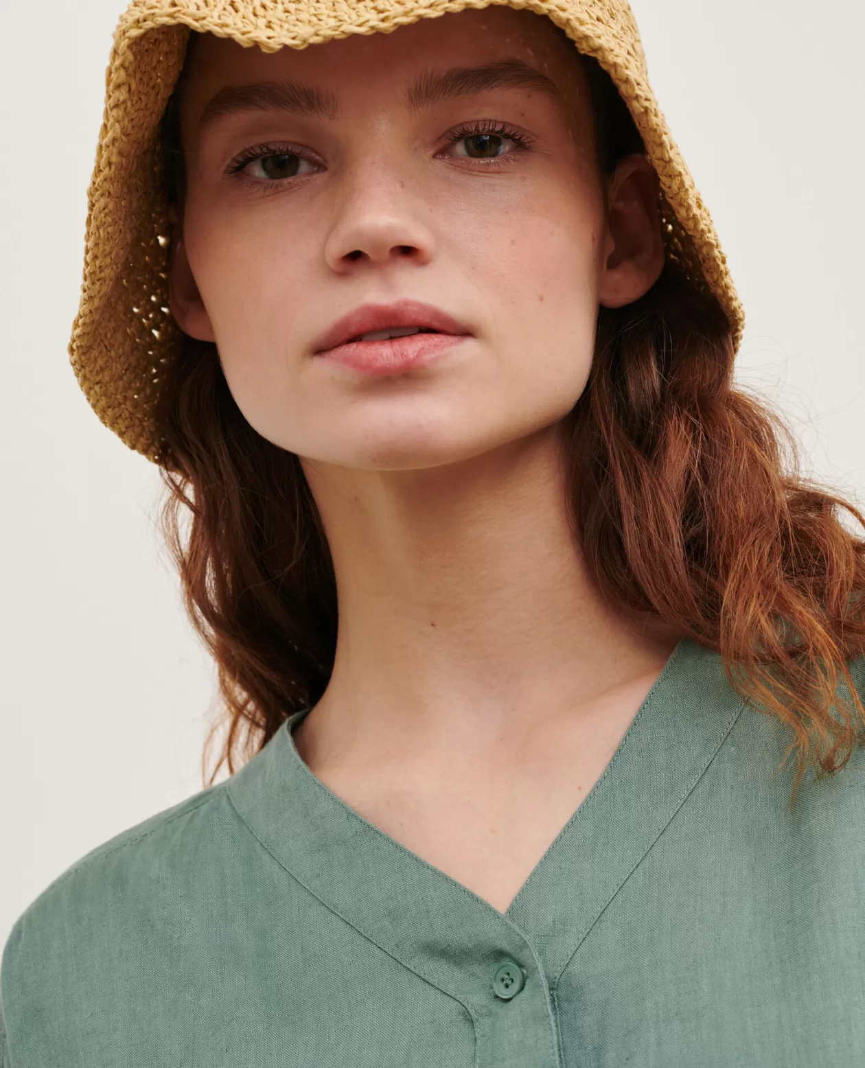 Online Comptoir des Cotonniers Loose Linen Tunic 0381 Dark Forest