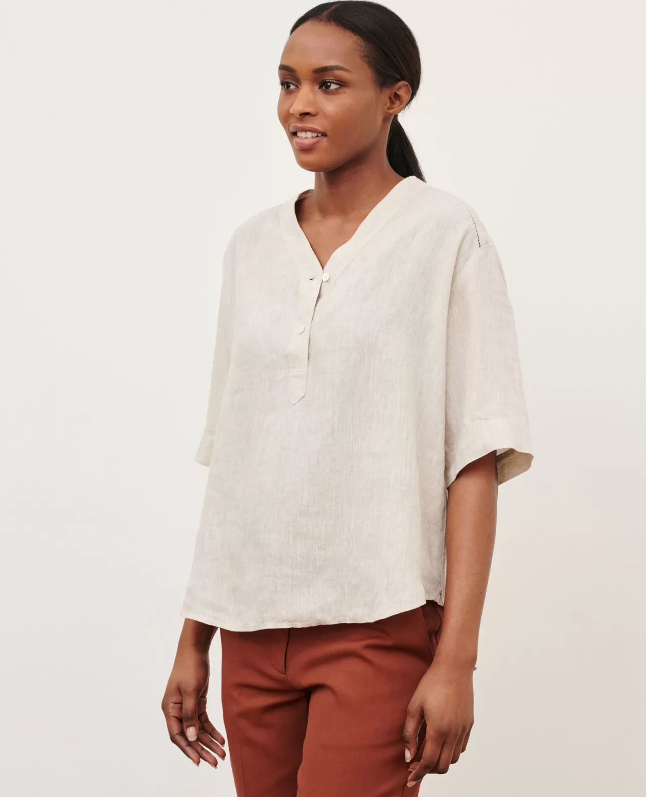 Discount Comptoir des Cotonniers Loose Linen Tunic 0305 Natural