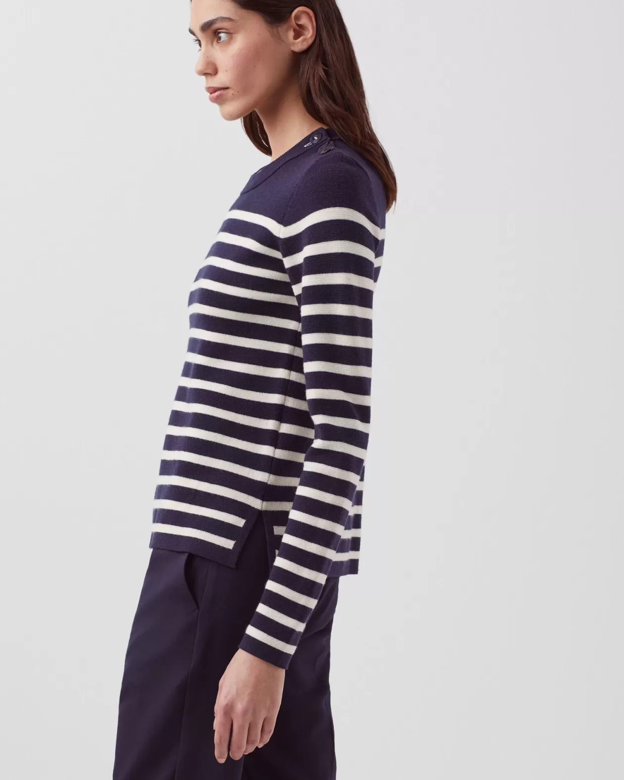 Online Comptoir des Cotonniers Maddy - Striped Merino Wool Jumper 8875 69 Navy Stripes