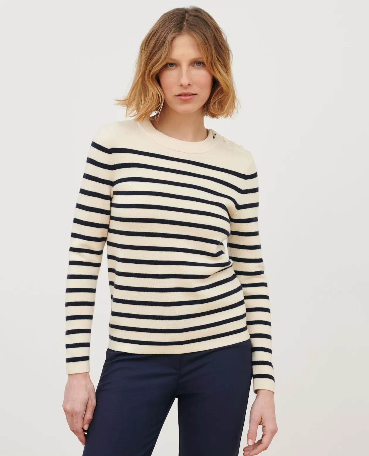 Best Comptoir des Cotonniers Maddy - Striped Merino Wool Jumper Stp Jtst Nsky