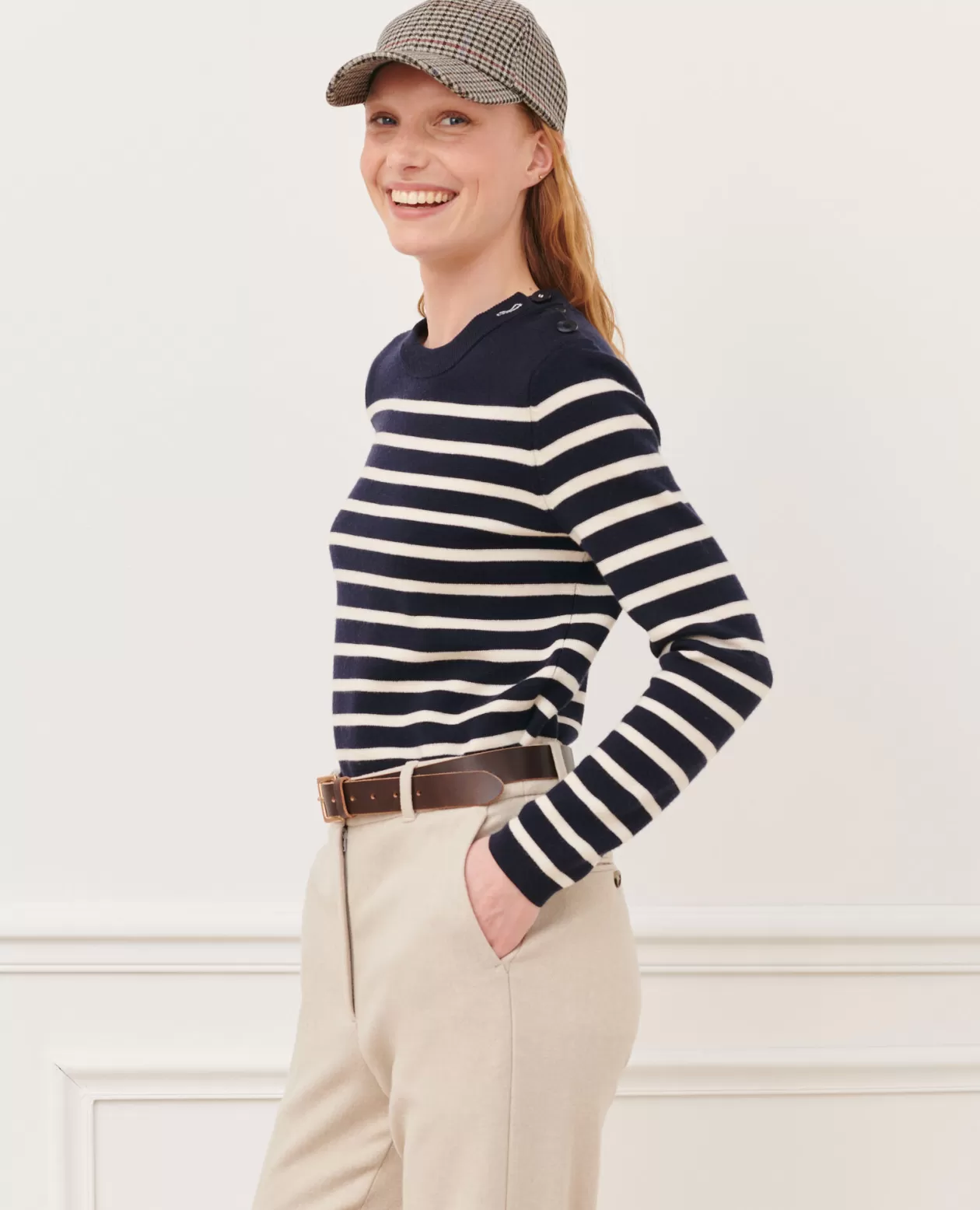 Best Comptoir des Cotonniers Maddy - Striped Merino Wool Jumper Stp Nv Wht