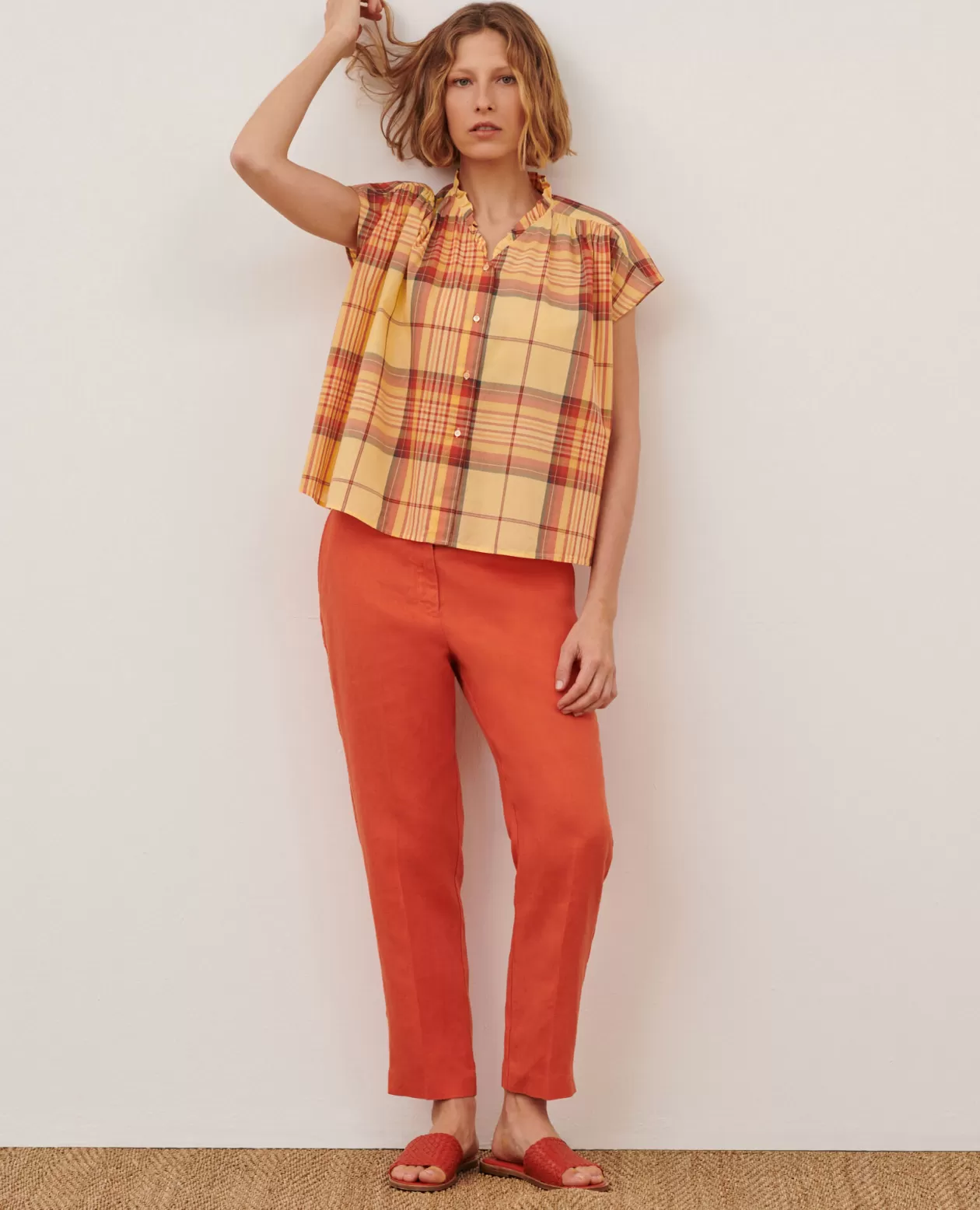 Shop Comptoir des Cotonniers Marguerite - Cigarette Trousers 0250 Tiger Lily Orange