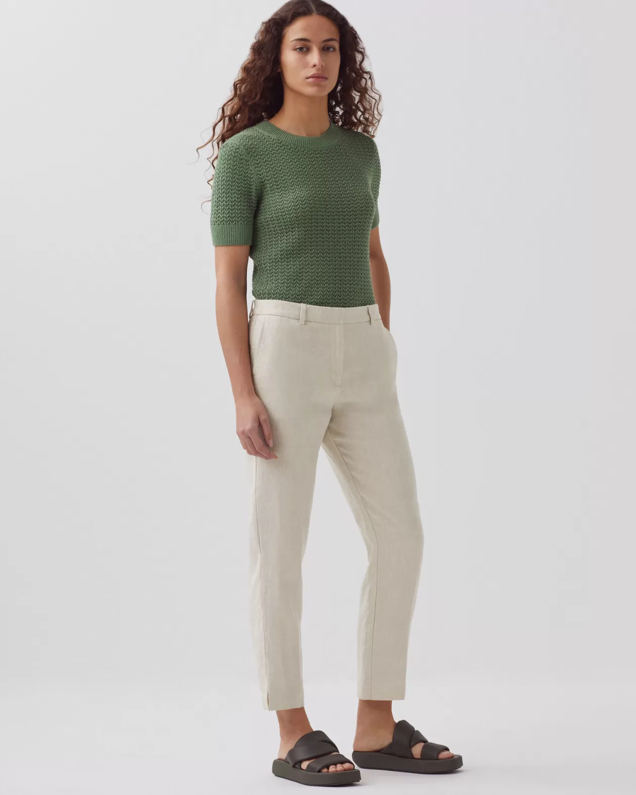 Shop Comptoir des Cotonniers Marguerite - Cigarette Trousers 0310 Beige Natural
